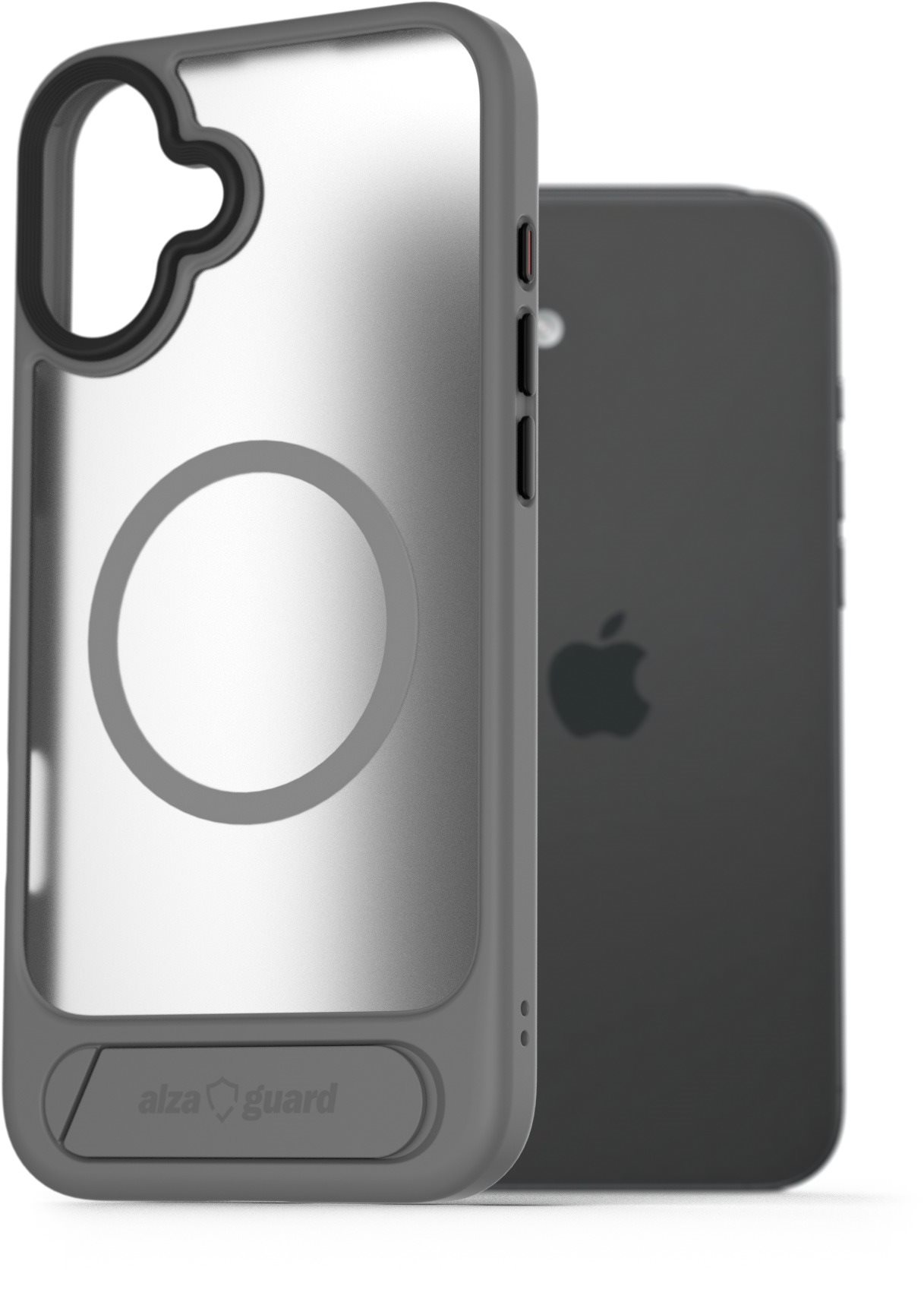 AlzaGuard Matte Case with Stand Compatible with MagSafe for iPhone 16 Plus sivý