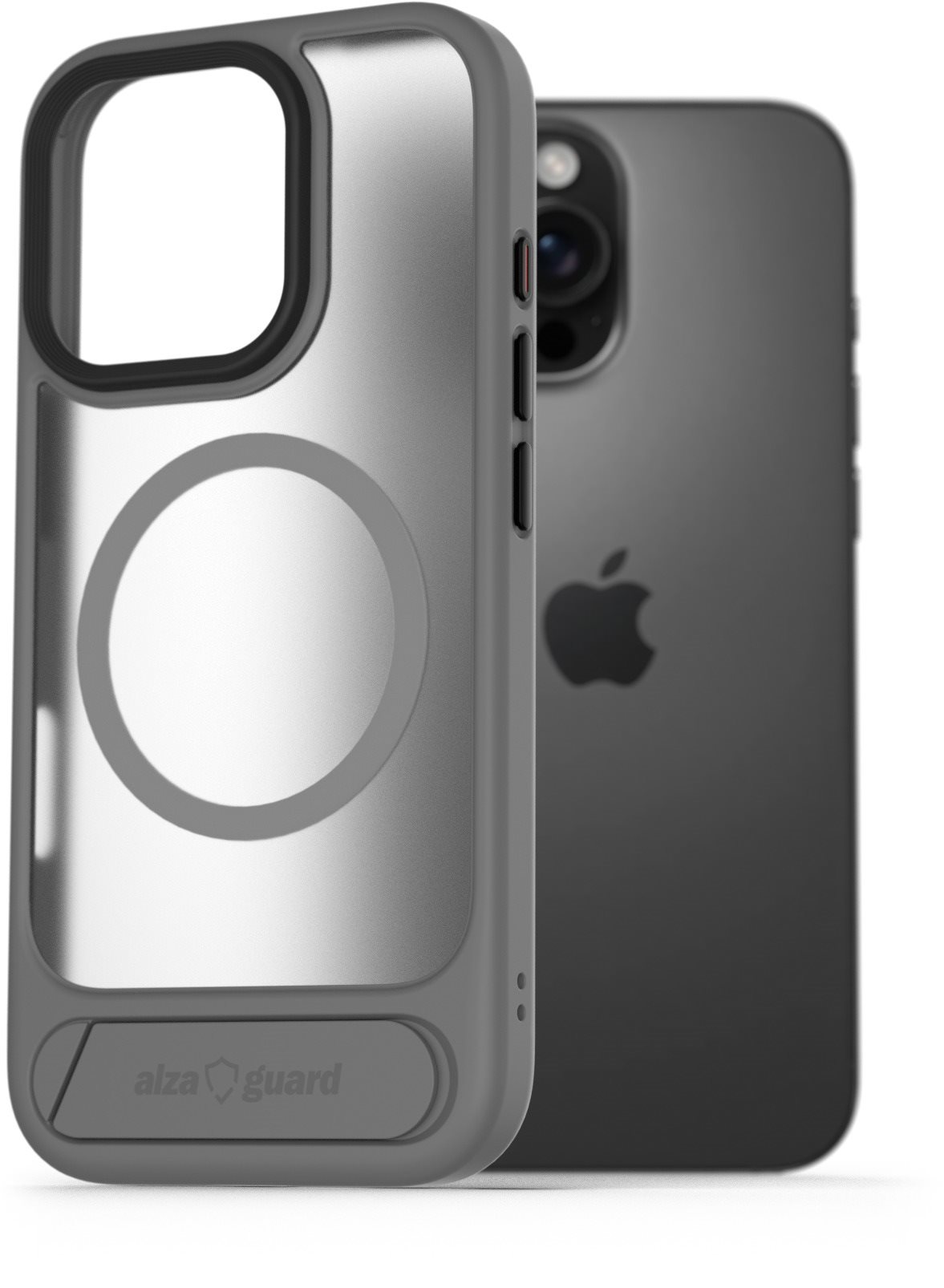 AlzaGuard Matte Case with Stand Compatible with MagSafe for iPhone 16 Pro Max sivý
