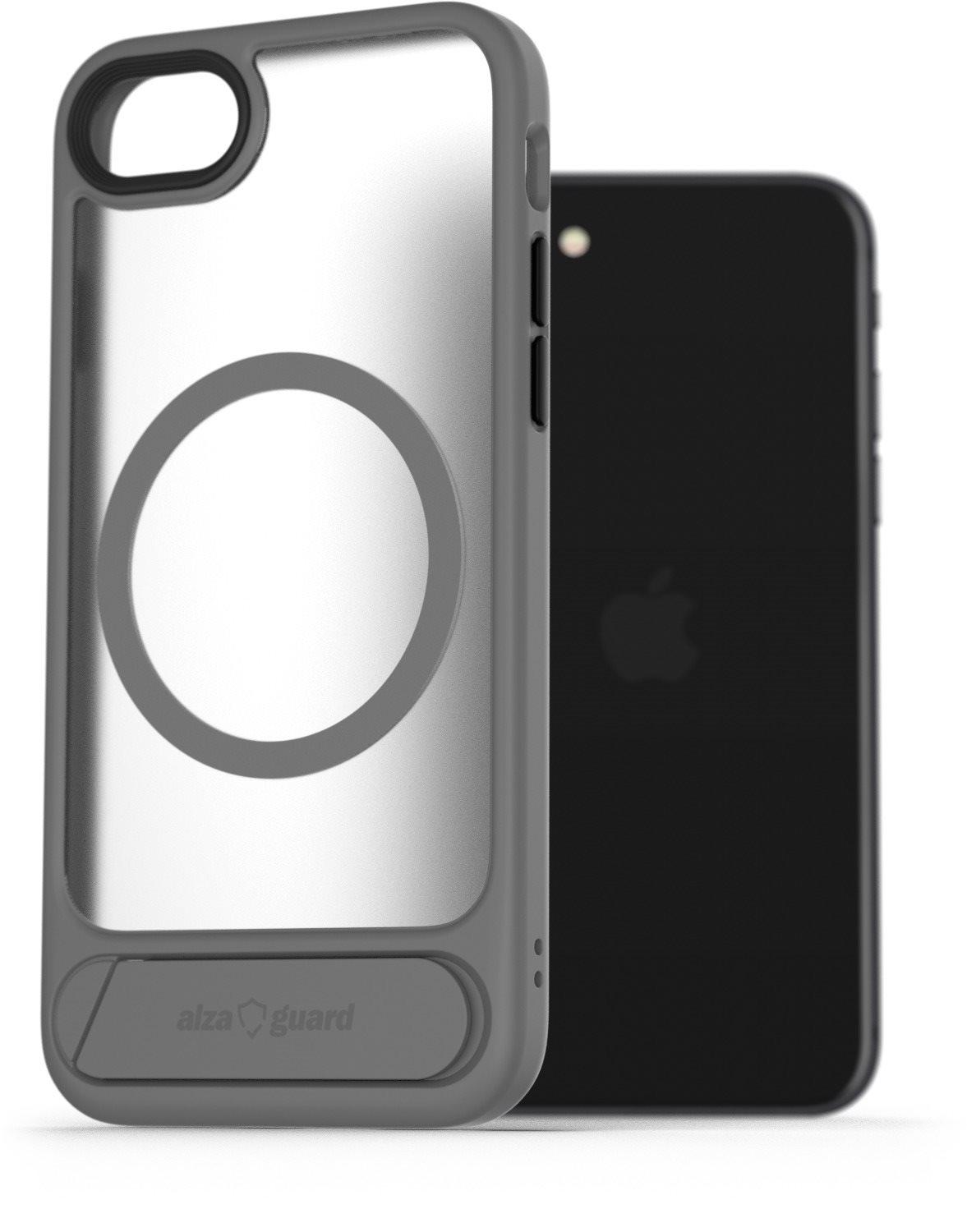 AlzaGuard Matte Case with Stand Compatible with MagSafe for iPhone 7/8/SE 2020/SE 2022 sivý