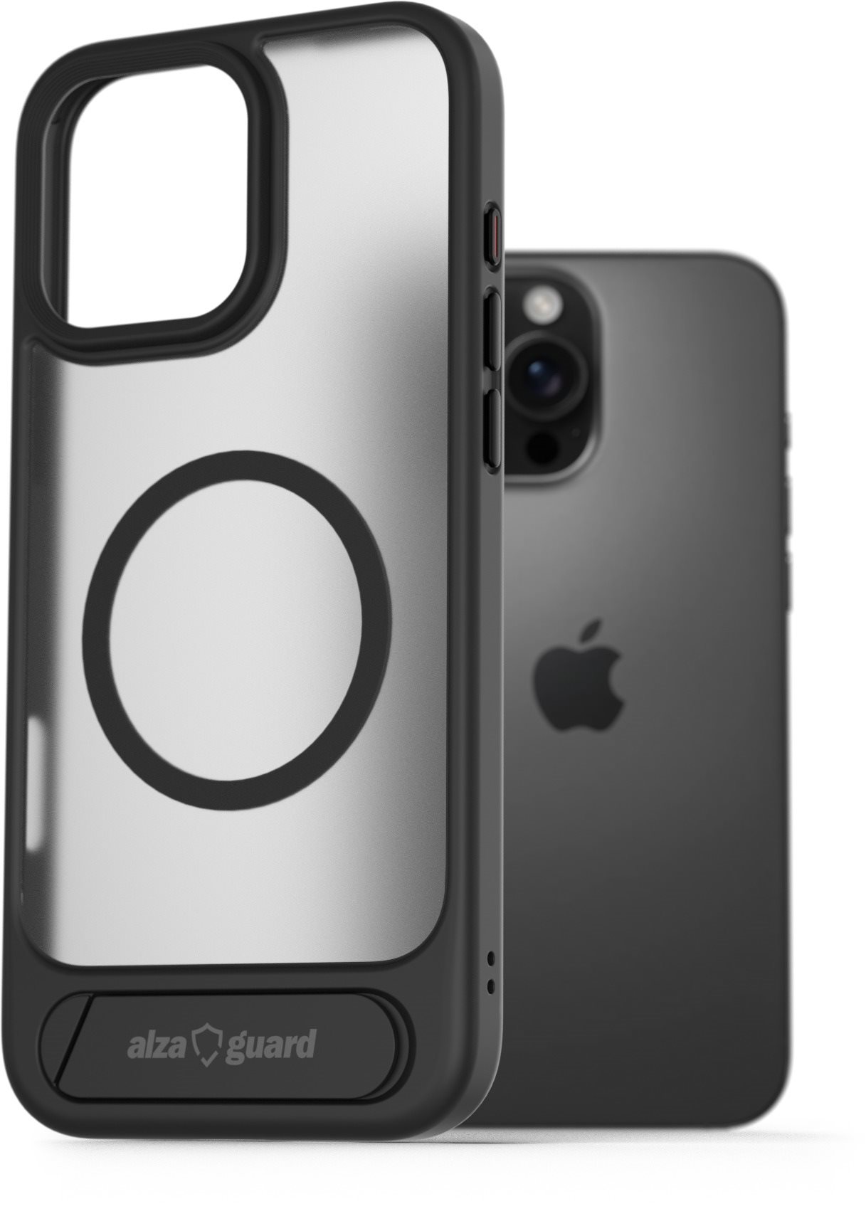 AlzaGuard Matte Case with Stand Compatible with MagSafe for iPhone 16 Pro čierny