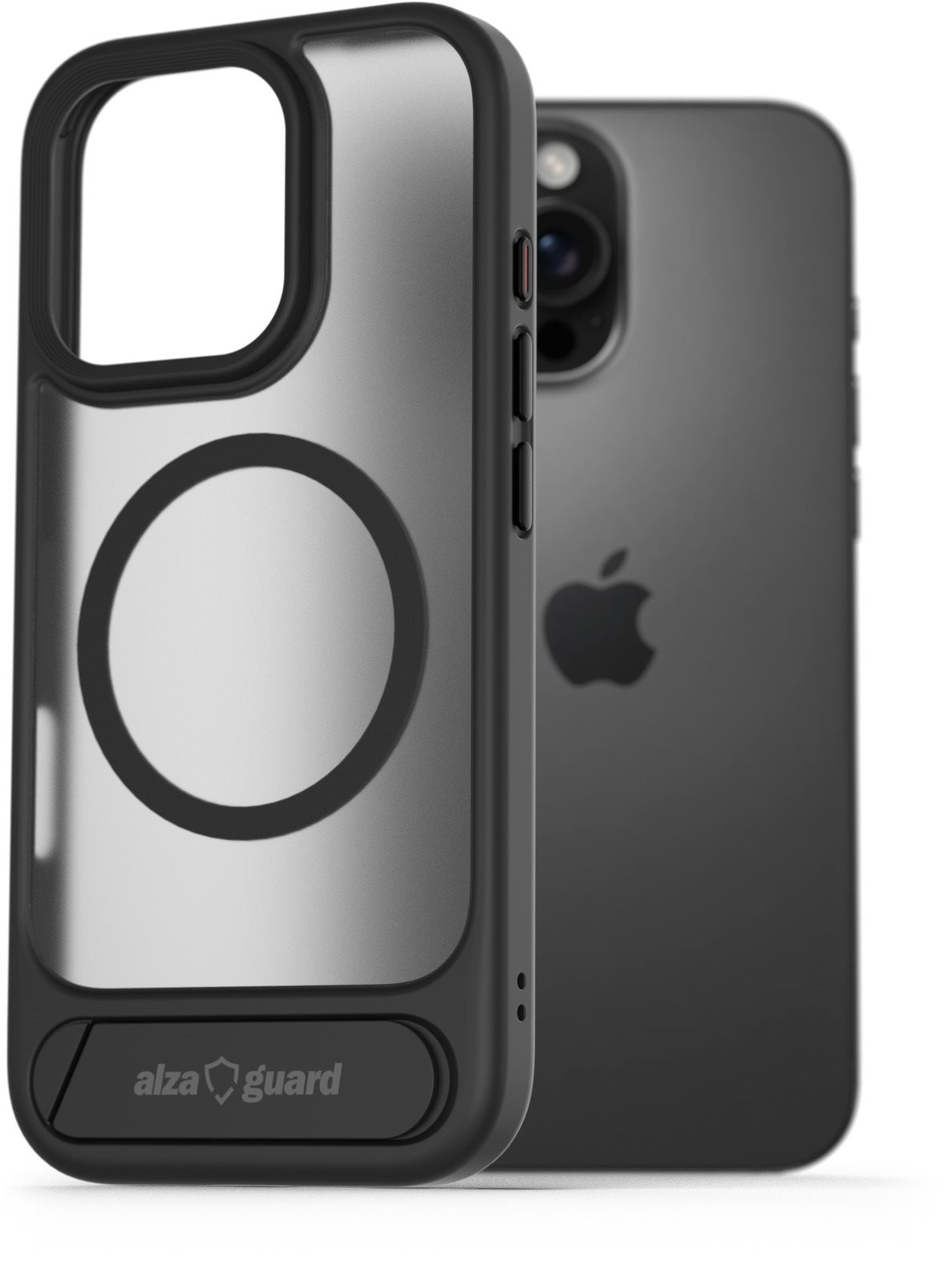 AlzaGuard Matte Case with Stand Compatible with MagSafe for iPhone 16 Pro Max čierny