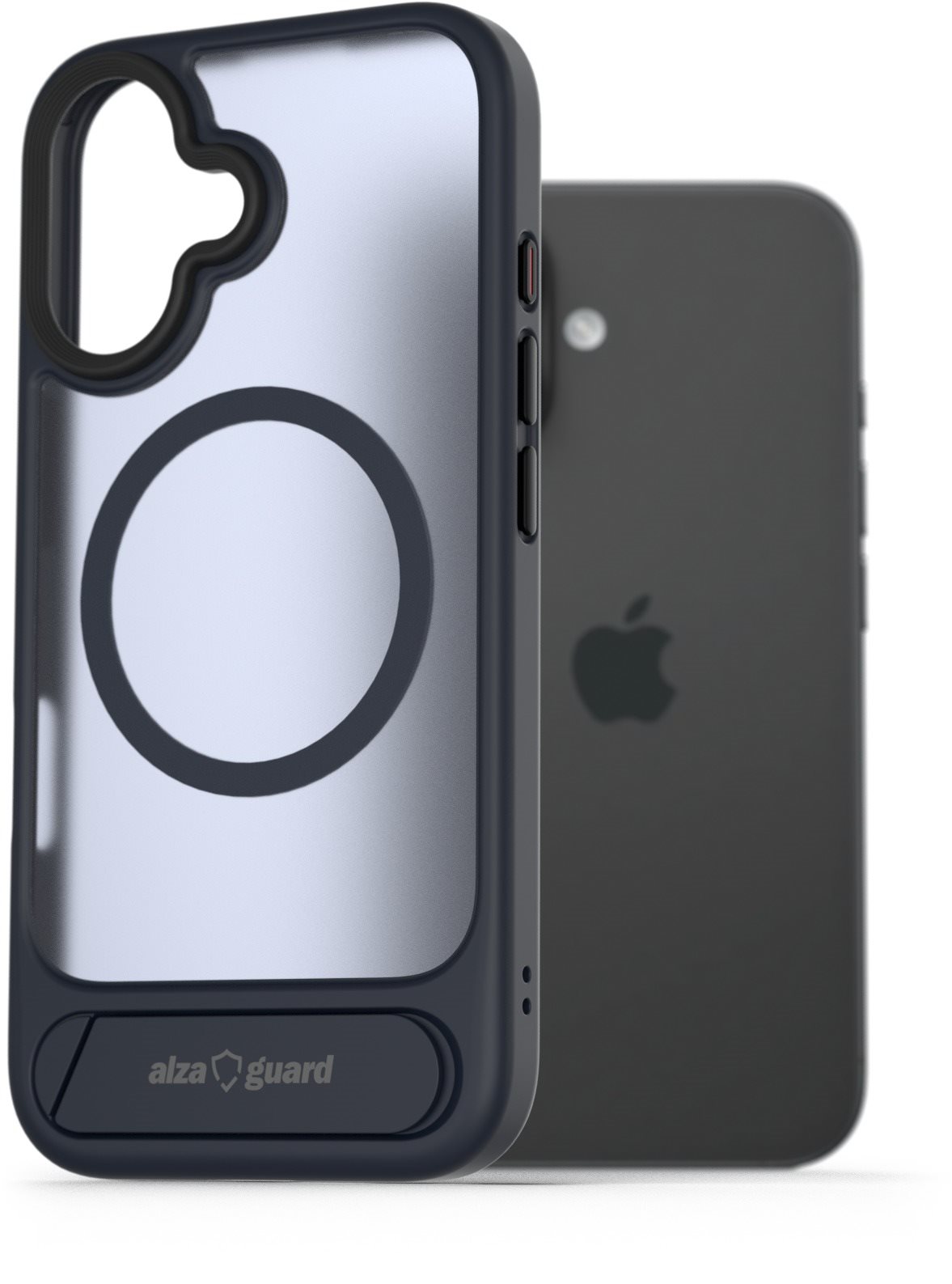 AlzaGuard Matte Case with Stand Compatible with MagSafe for iPhone 16 tmavo modrý