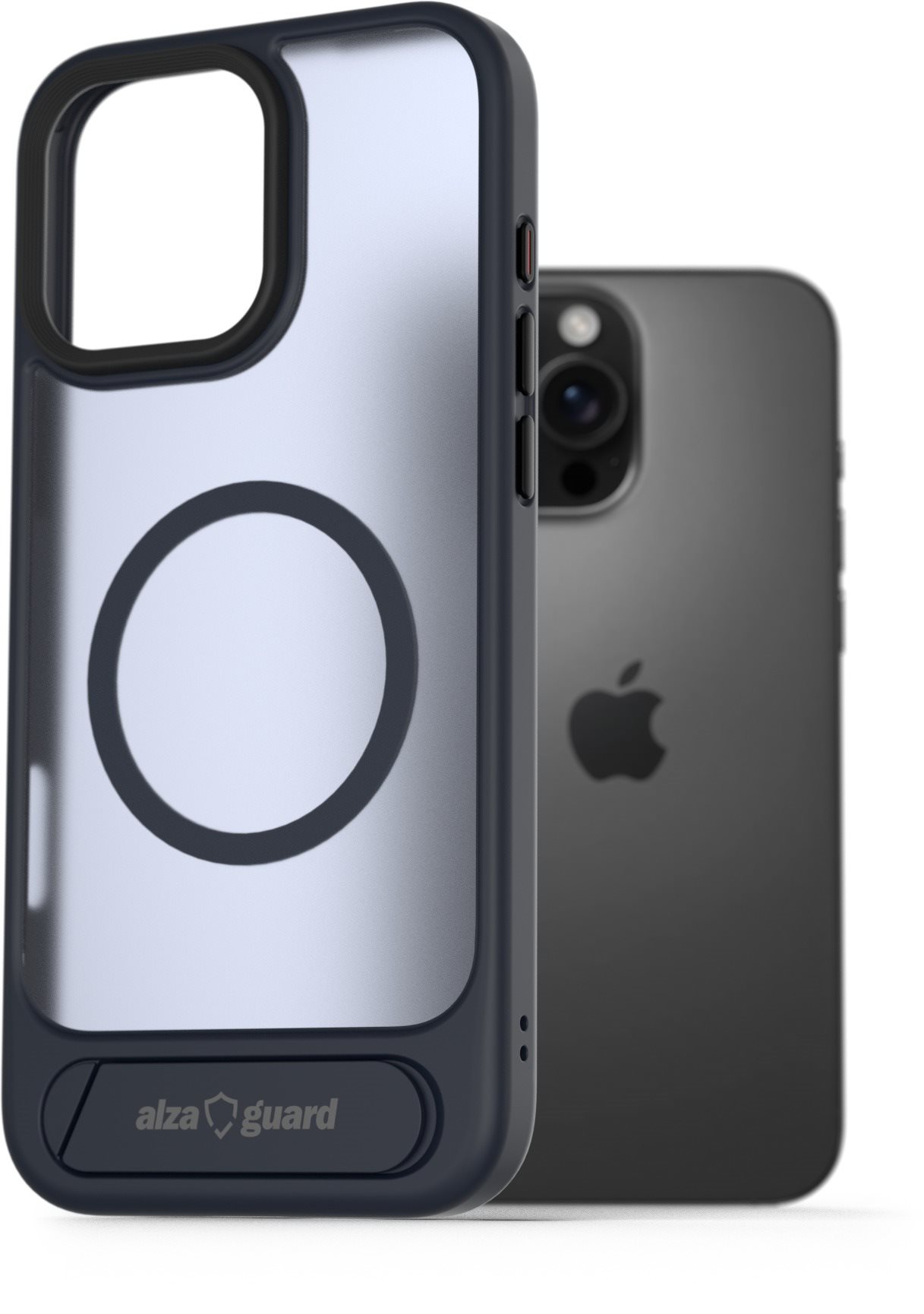 AlzaGuard Matte Case with Stand Compatible with MagSafe for iPhone 16 Pro tmavo modrý