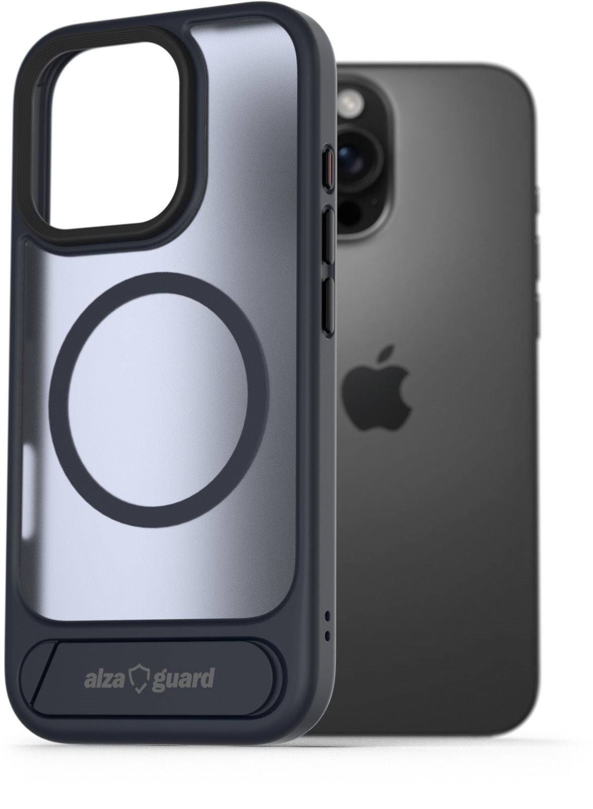 AlzaGuard Matte Case with Stand Compatible with MagSafe for iPhone 16 Pro Max tmavo modrý