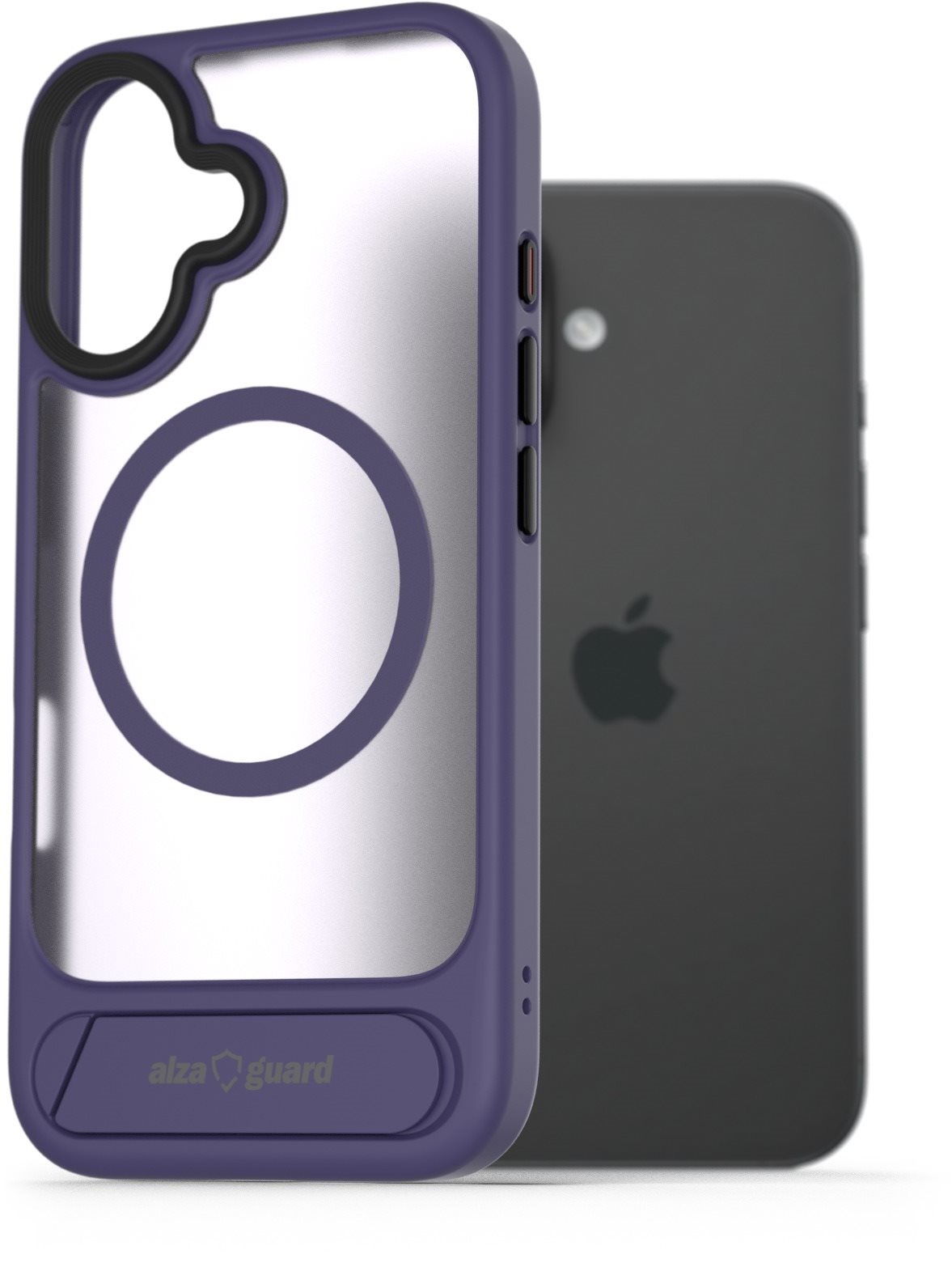 AlzaGuard Matte Case with Stand Compatible with MagSafe for iPhone 16 fialový