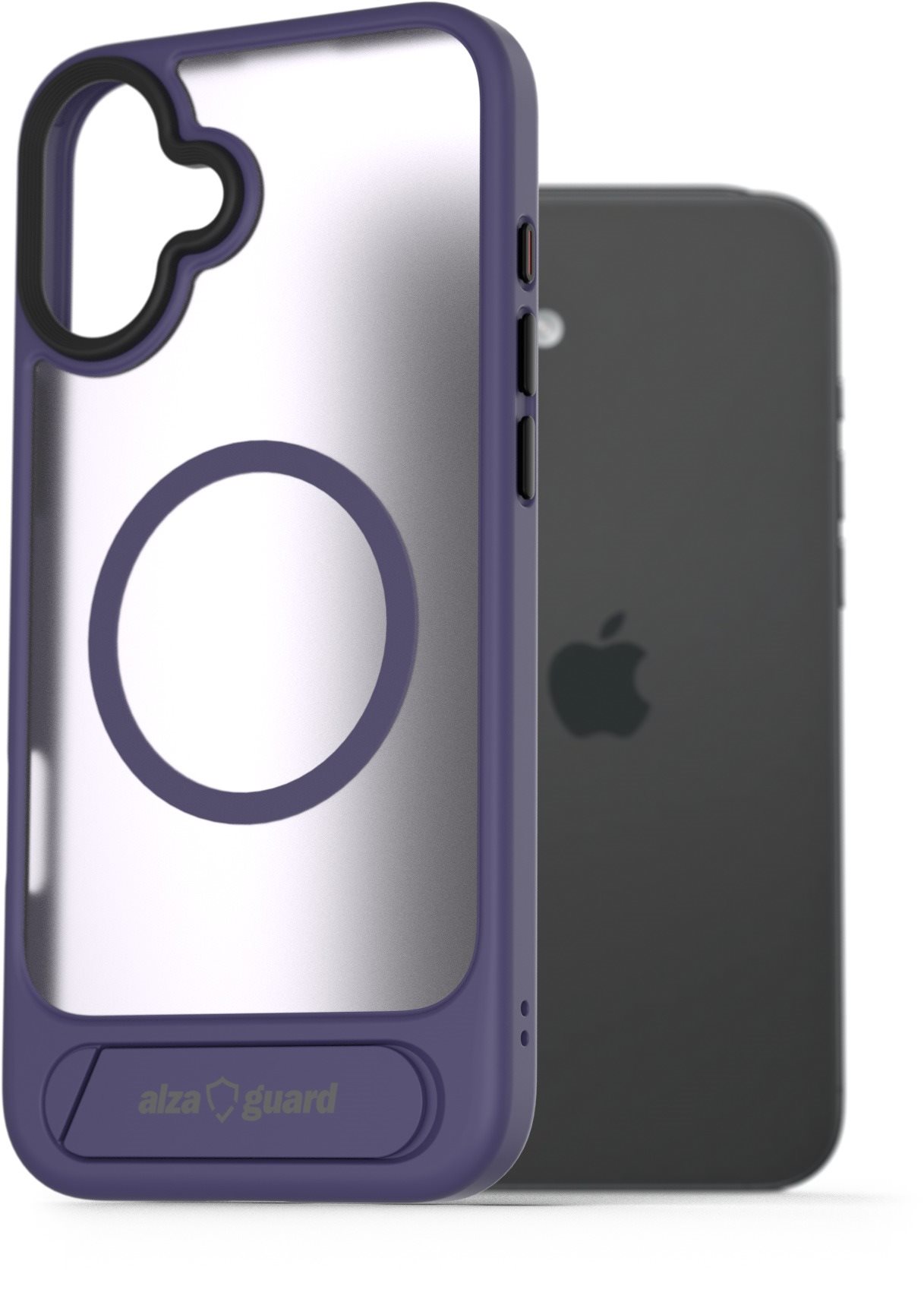 AlzaGuard Matte Case with Stand Compatible with MagSafe for iPhone 16 Plus fialový