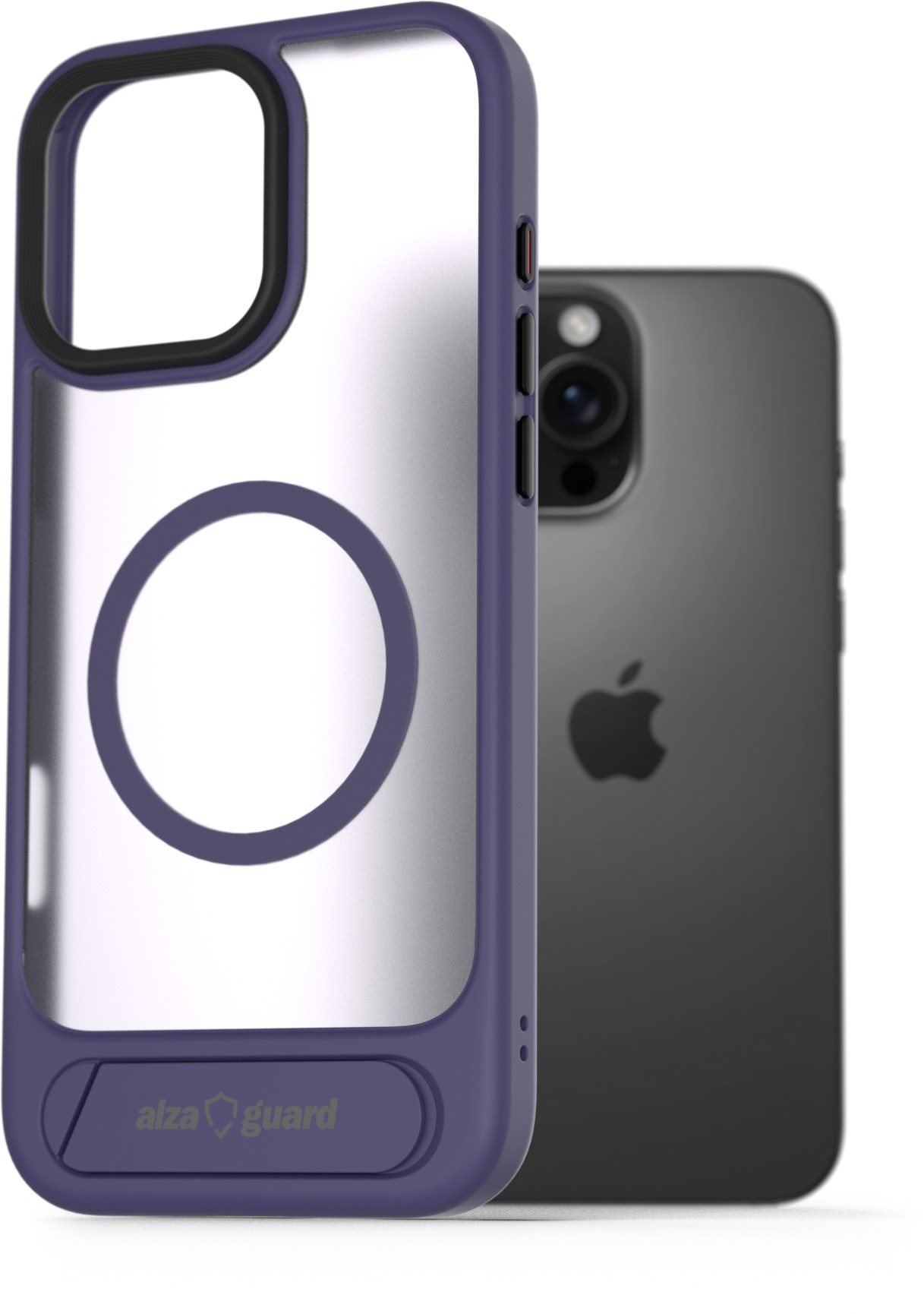 AlzaGuard Matte Case with Stand Compatible with MagSafe for iPhone 16 Pro fialový