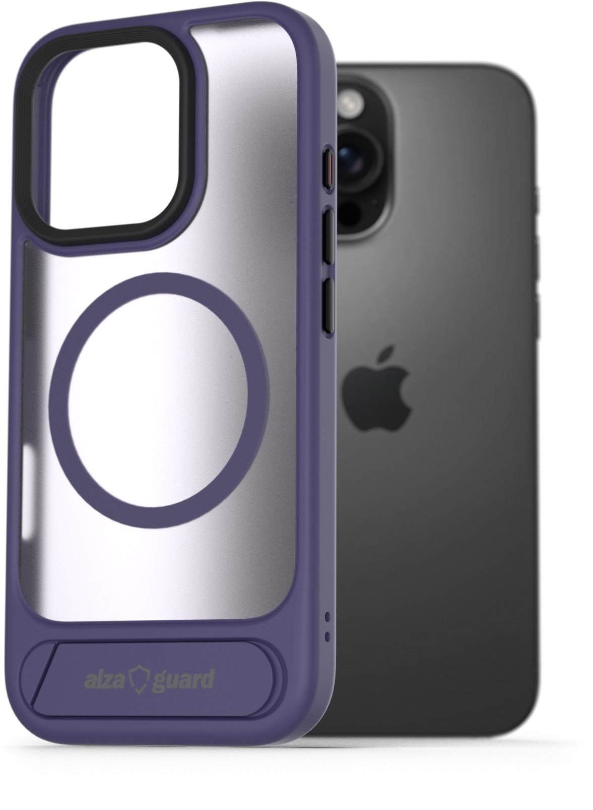 AlzaGuard Matte Case with Stand Compatible with MagSafe for iPhone 16 Pro Max fialový