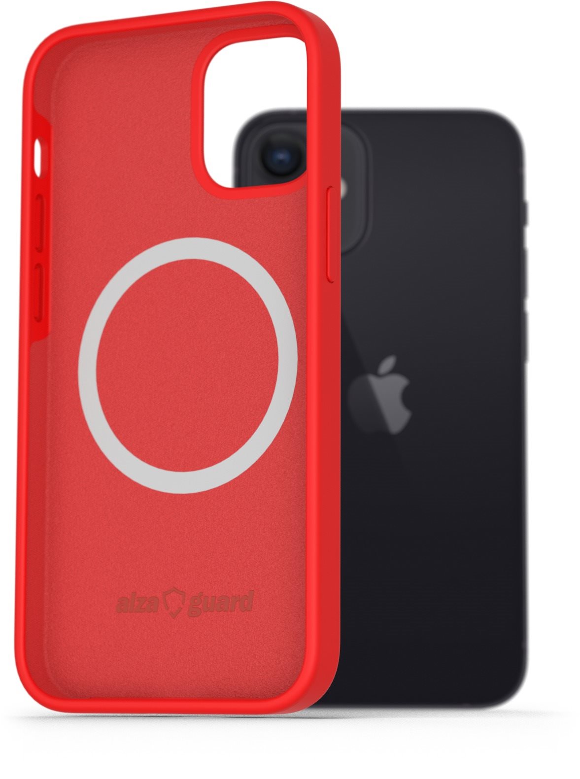 AlzaGuard Silicone Case Compatible with Magsafe iPhone 12 Mini červený