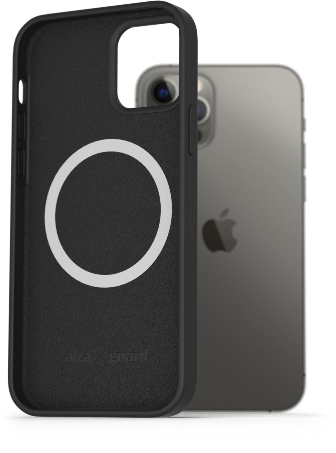AlzaGuard Silicone Case Compatible with Magsafe na iPhone 12/12 Pro čierny