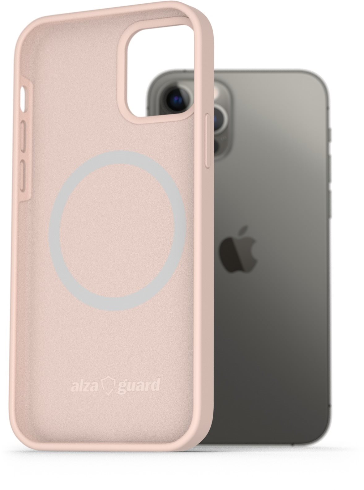 AlzaGuard Silicone Case Compatible with Magsafe iPhone 12/12 Pro ružový