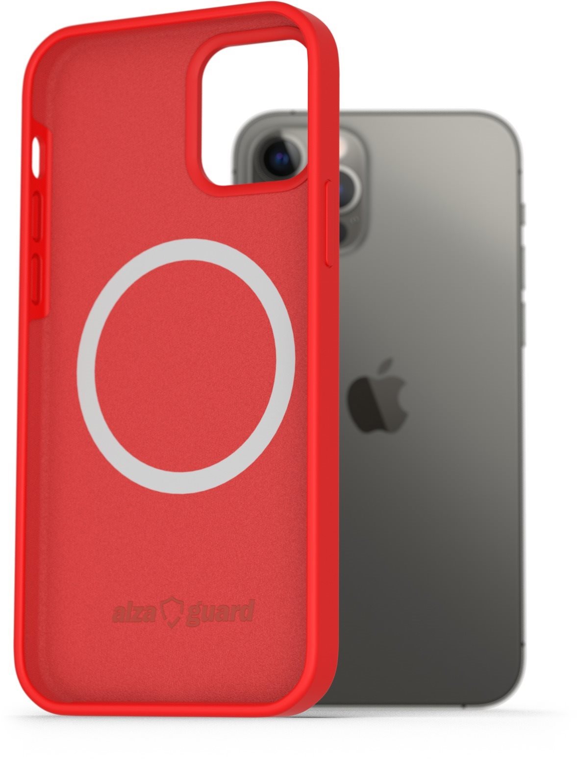 AlzaGuard Silicone Case Compatible with Magsafe iPhone 12/12 Pro červený
