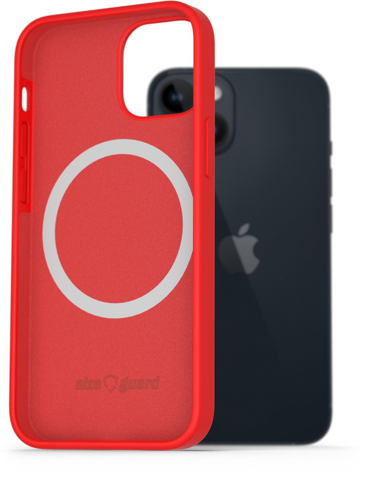 AlzaGuard Silicone Case Compatible with Magsafe na iPhone 14 červený
