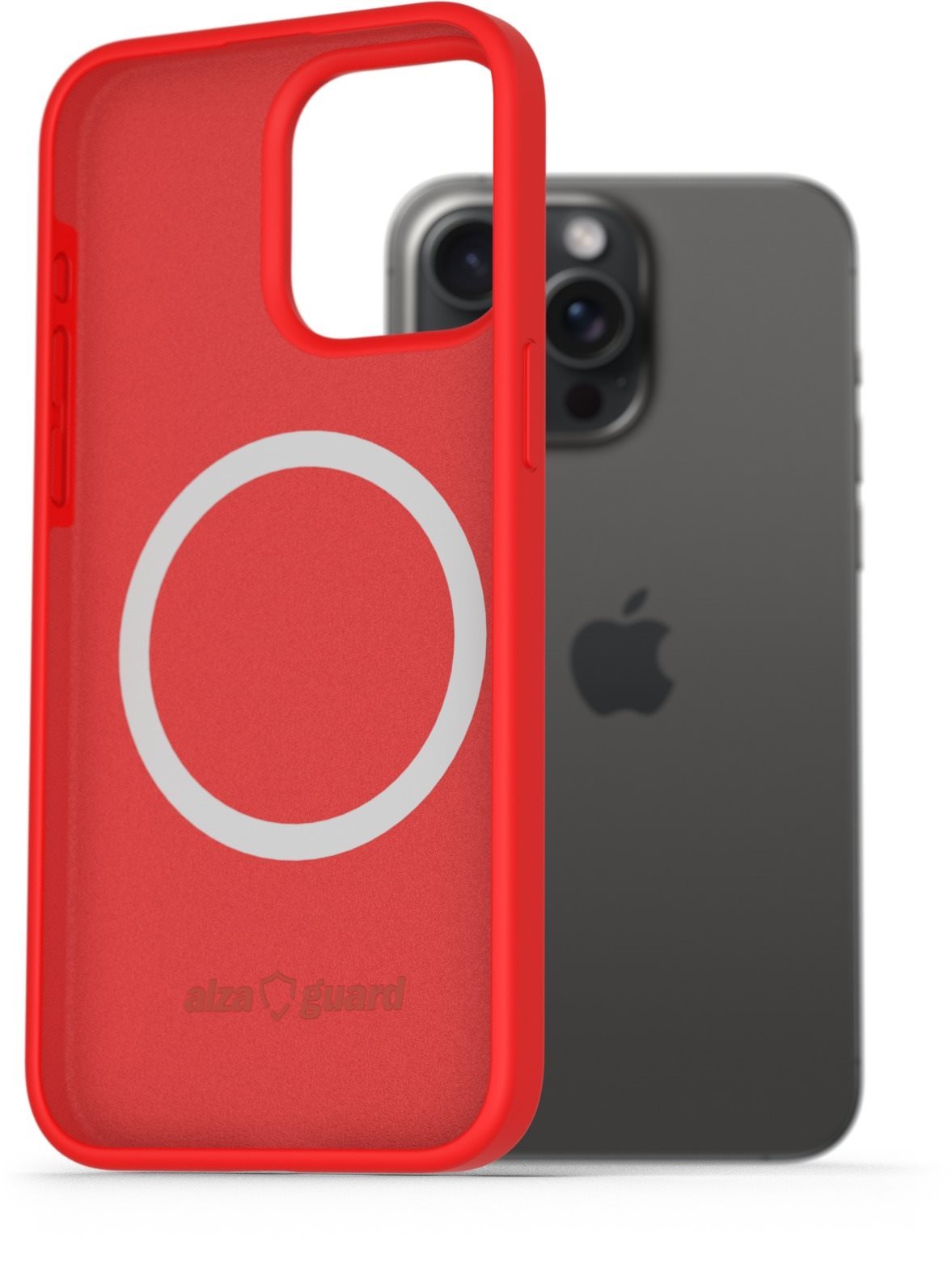 AlzaGuard Silicone Case Compatible with Magsafe iPhone 15 Pro Max červený