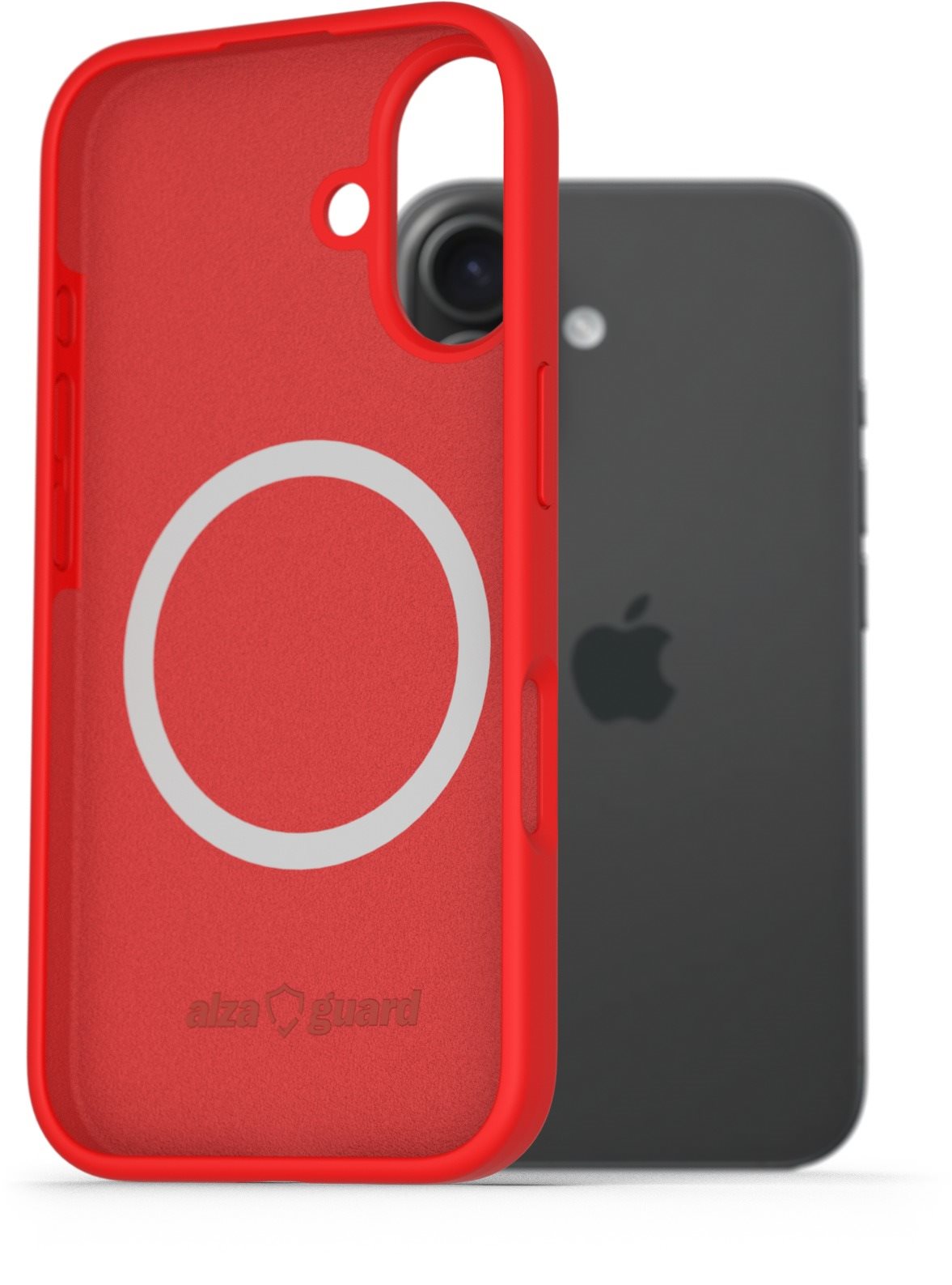 AlzaGuard Silicone Case Compatible with Magsafe na iPhone 16 červený