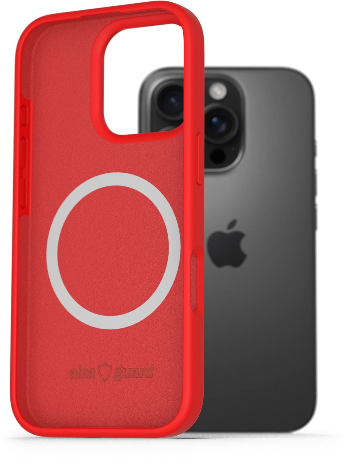 AlzaGuard Silicone Case Compatible with Magsafe na iPhone 16 Pro červený