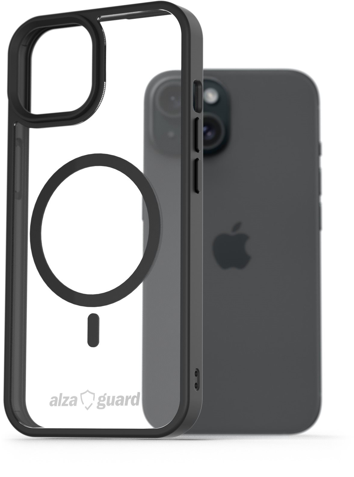 AlzaGuard Clear TPU Case Compatible with Magsafe na iPhone 15 čierny