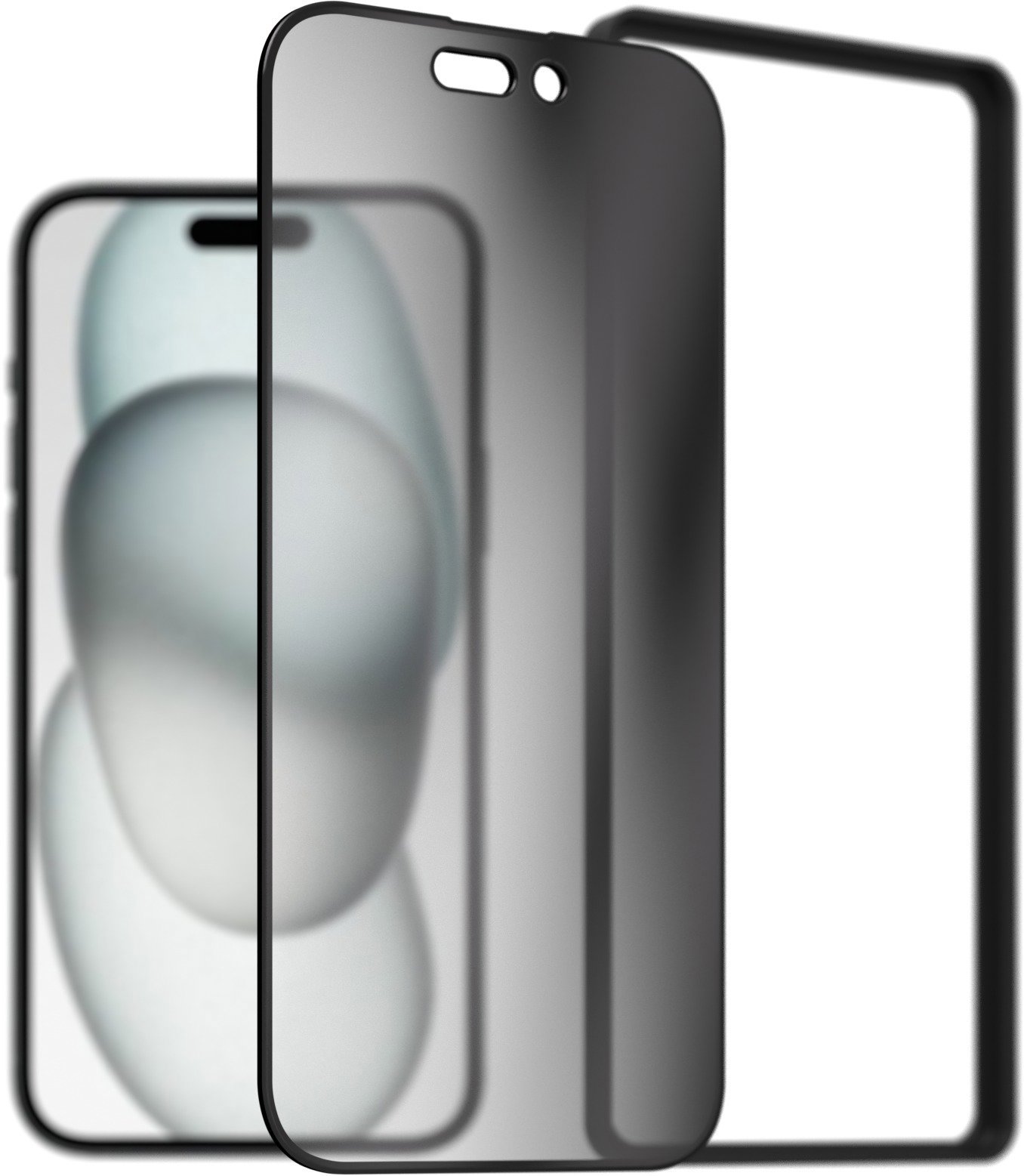AlzaGuard 2.5D FullCover Privacy Glass Protector pre iPhone 15 s inštalačným rámčekom