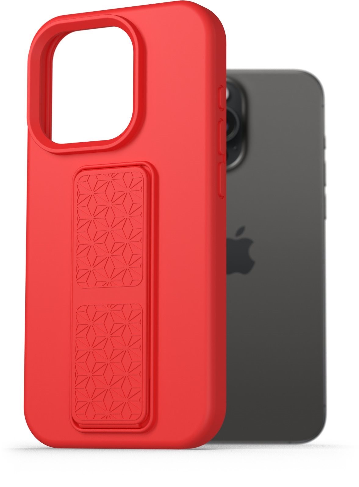AlzaGuard Liquid Silicone Case with Stand pre iPhone 15 Pro Max červený