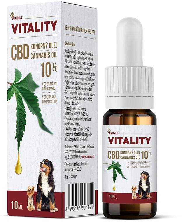 Akinu Vitality CBD konopný olej pre psov 10 %, 10 ml