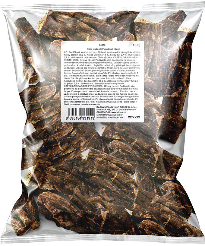 Akinu Pľúca sušené 6 – 10 cm 1 kg