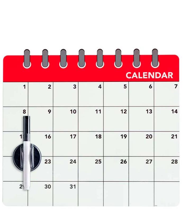 Balvi Magnetická popisovateľná tabuľa na chladničku Calendar 26239, biela