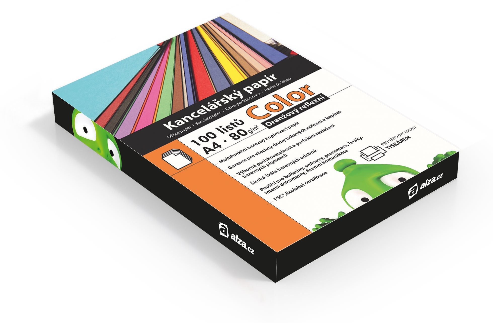 Alza Color A4 oranžový reflexný 80g 100 listov