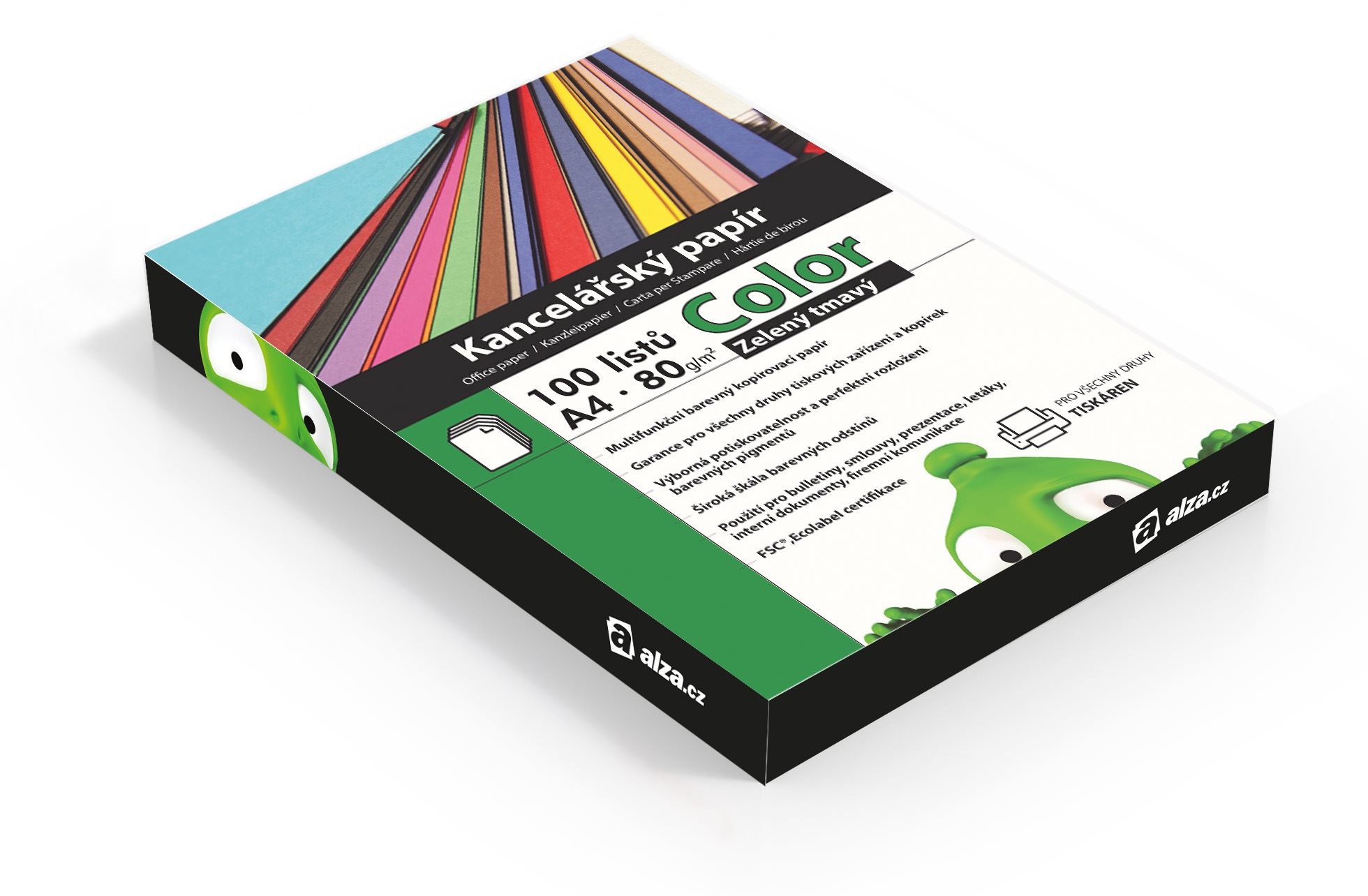 Alza Color A4 zelený tmavý 80g 100 listov