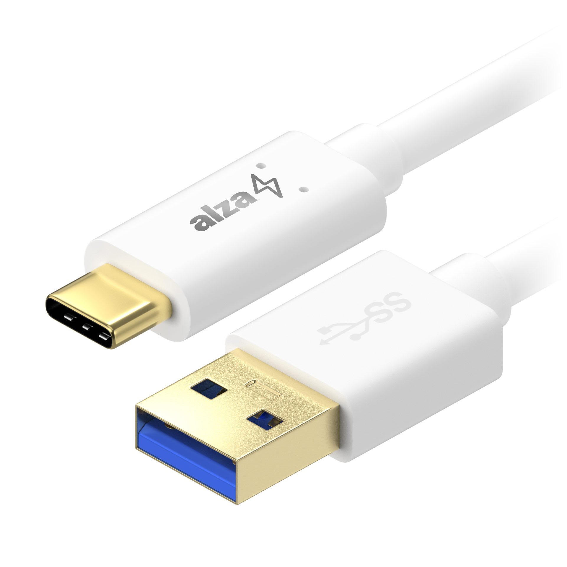 AlzaPower Core USB-A to USB-C 3.2 Gen 1 60W 5Gbp 1m biely