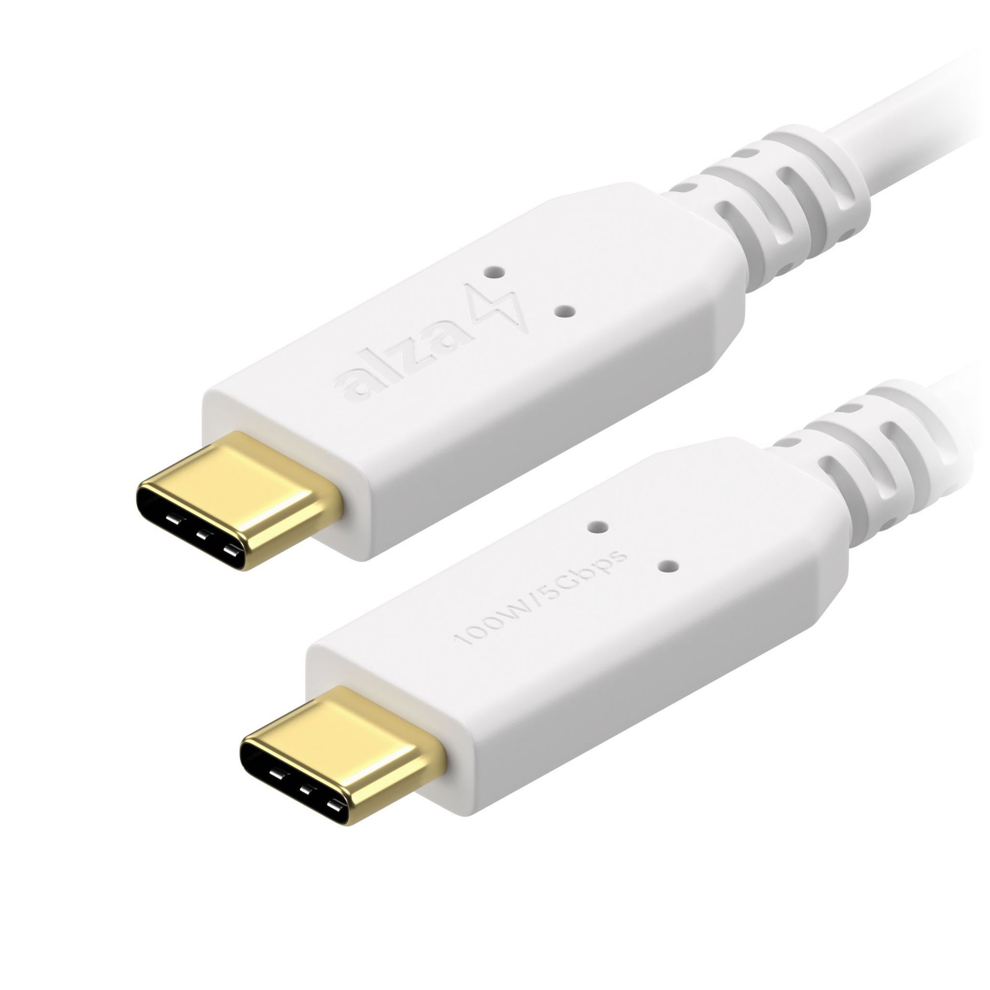 AlzaPower Core USB-C to USB-C 3.2 Gen 1 100W 1m biely