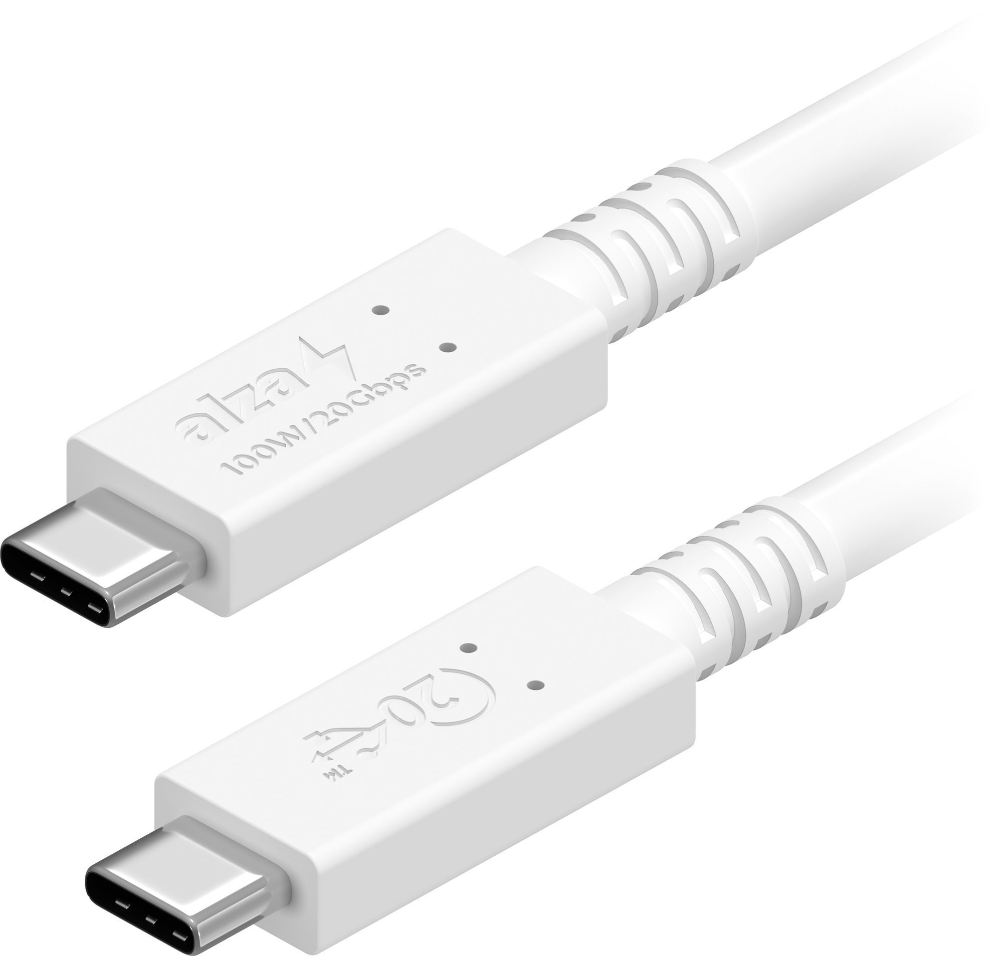 AlzaPower Core USB-C to USB-C USB4 100W 0.5m biely