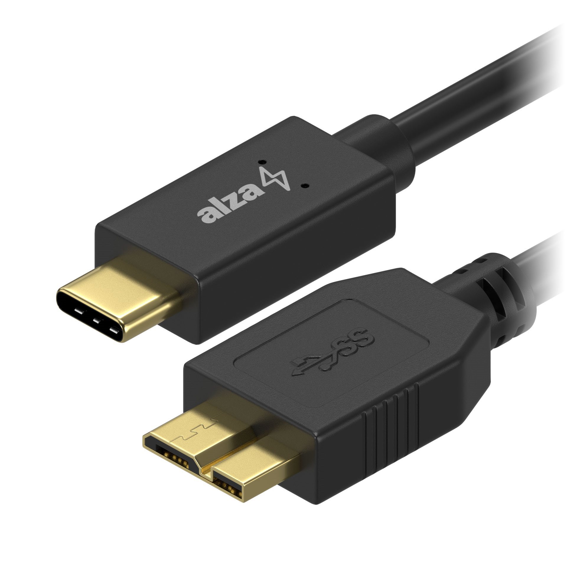 AlzaPower USB-C na Micro USB-B 3.2 Gen 1 0.5m čierny