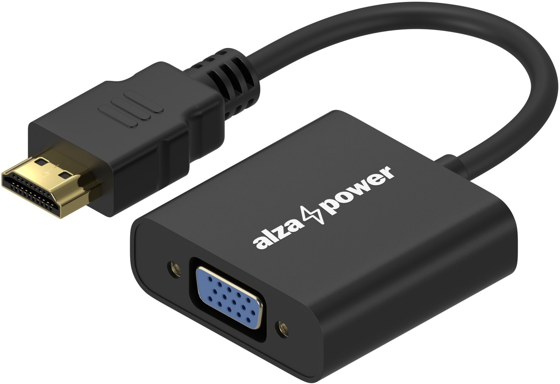 AlzaPower HDMI (M) to VGA (F) 0.18m matný čierny