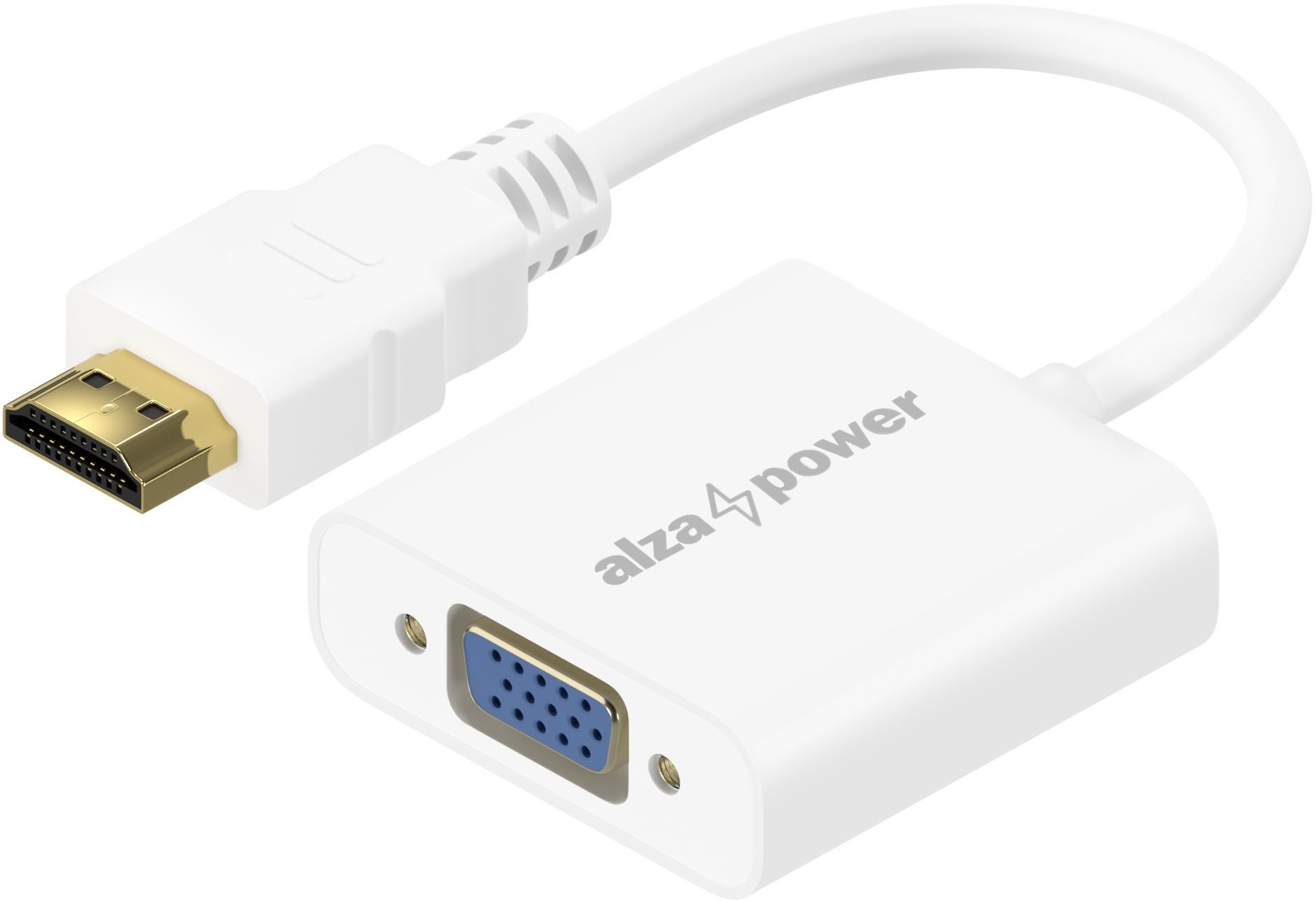 AlzaPower HDMI (M) to VGA (F) with 3,5 mm Jack biely