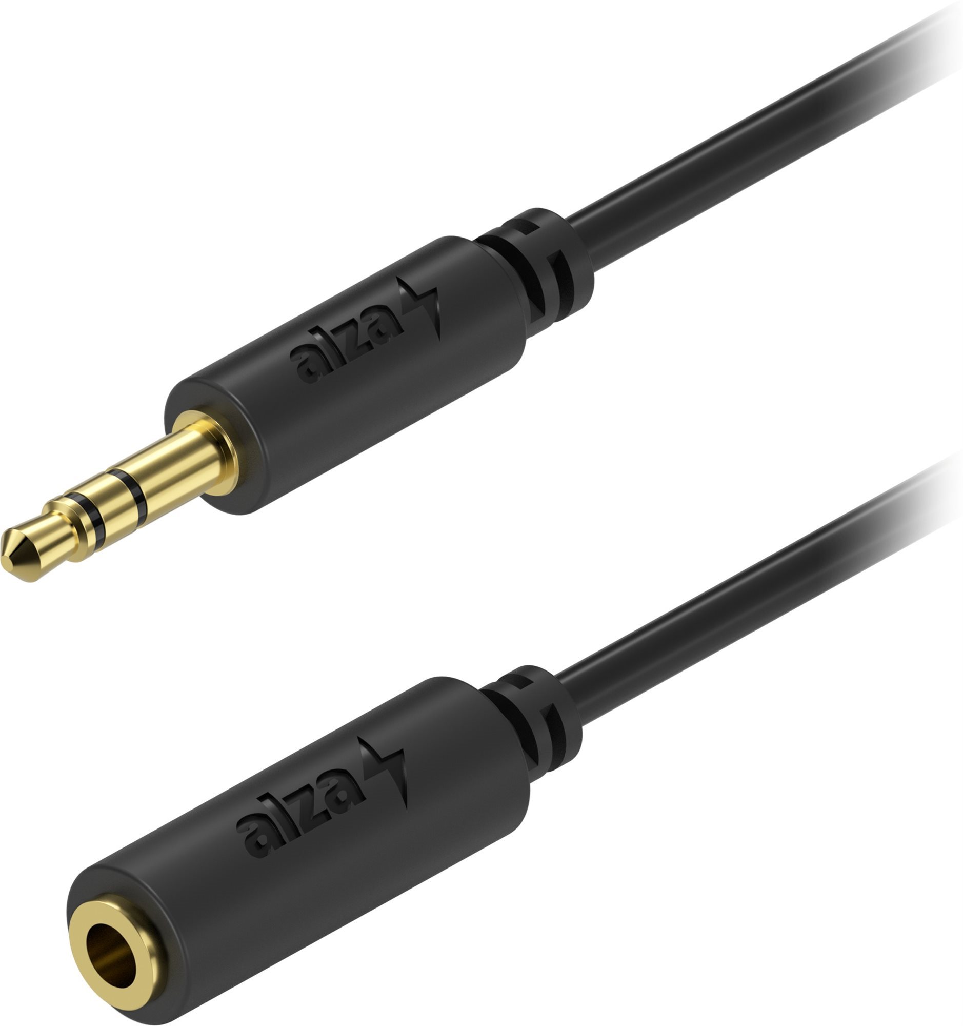 AlzaPower Core Audio 3,5 mm Jack (M) to 3,5 mm (F) 2 m čierny