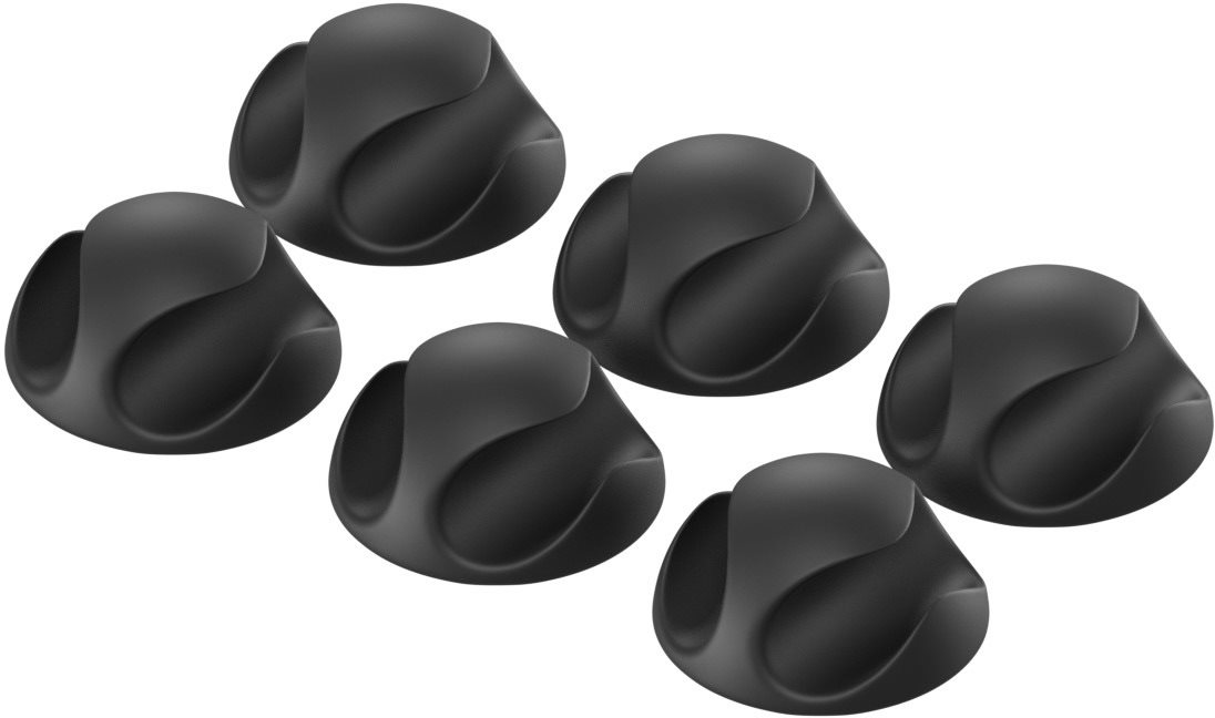 AlzaPower Cable Clips 6 pcs čierny