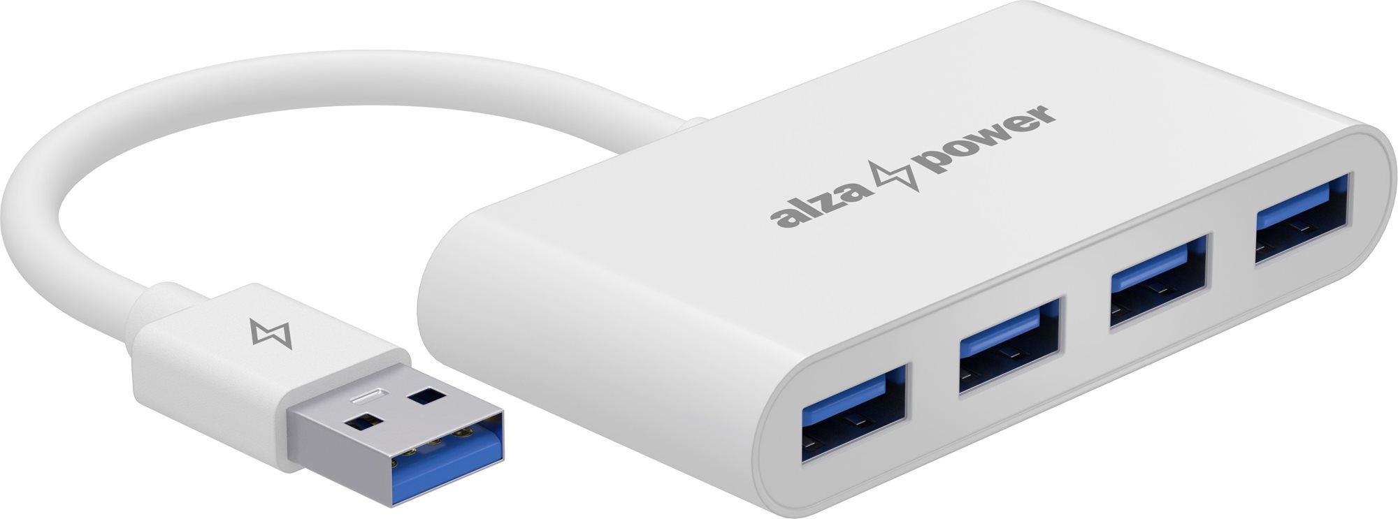 AlzaPower USB hub USB-A (M) na 4× USB-A 3.0 (F) biely