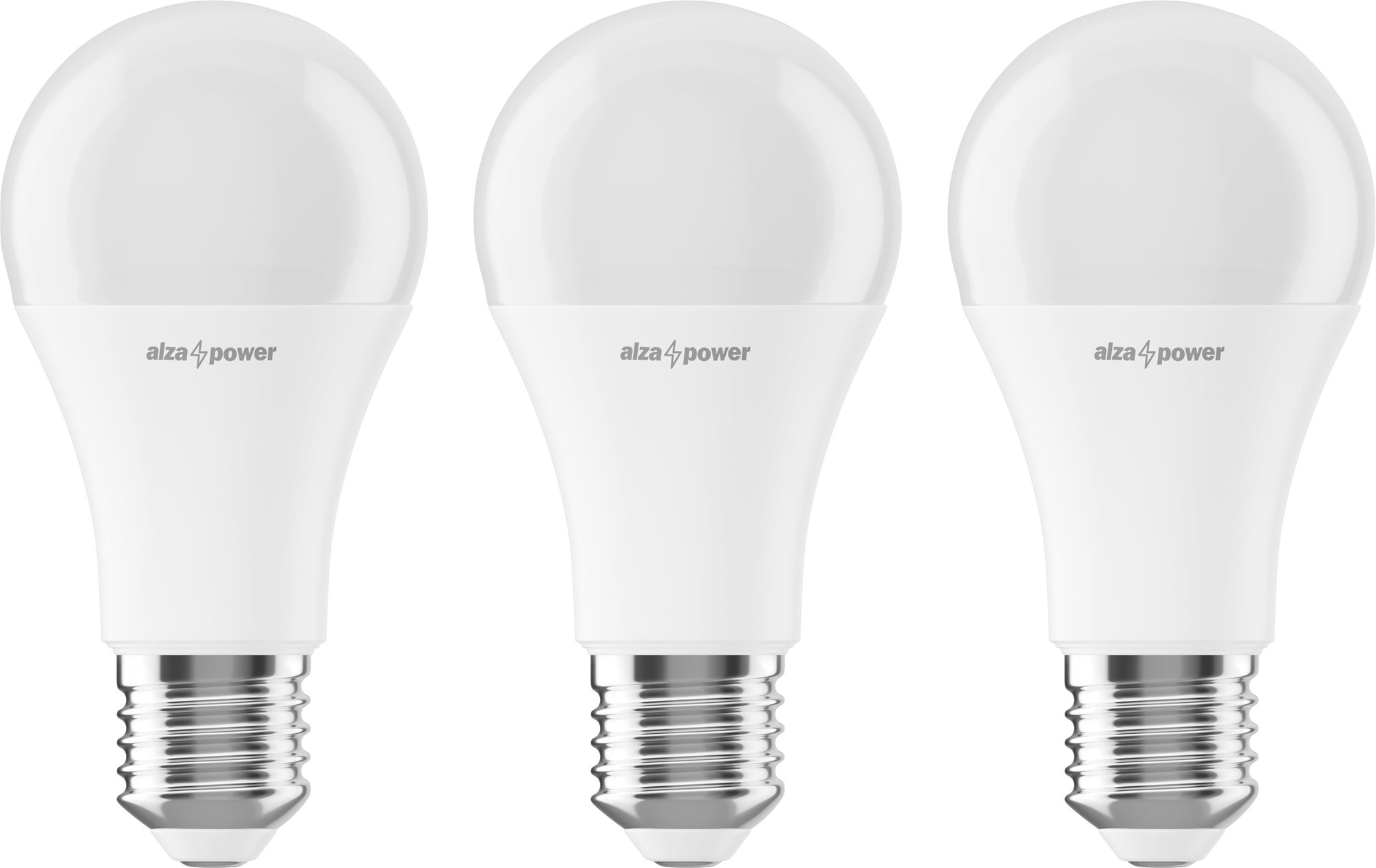AlzaPower LED 12 – 80 W, E27, 2 700 K, súprava 3 ks