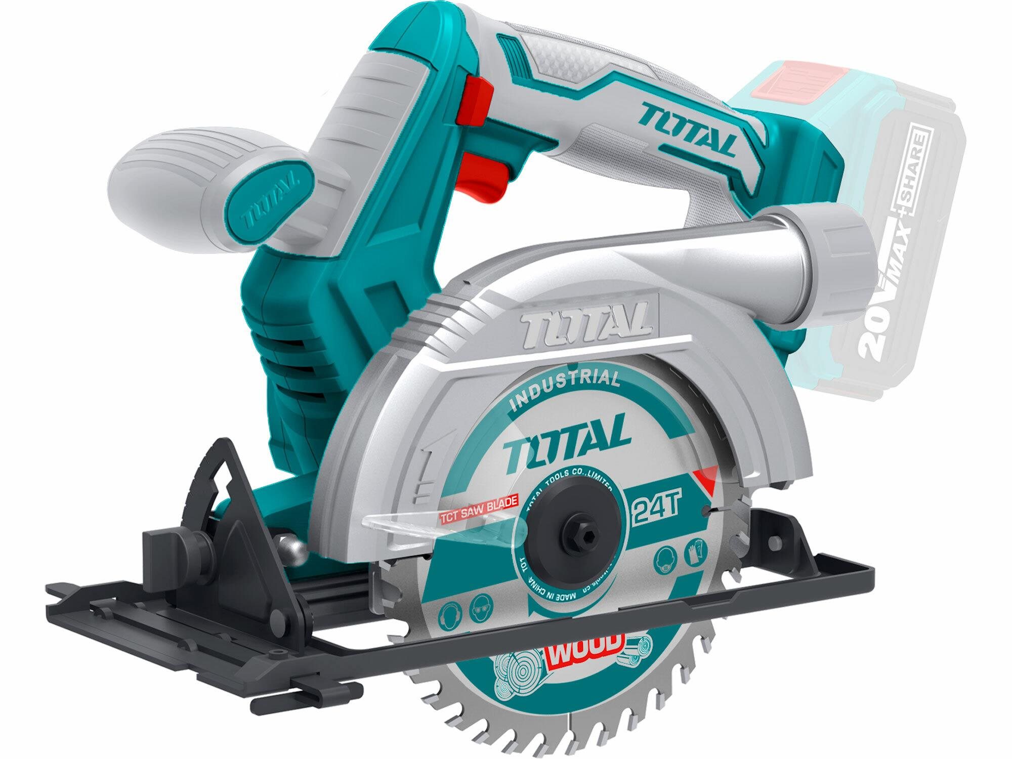TOTAL-TOOLS Píla kotúčová AKU, 140 mm, 20 V Li-ion, 2000 mAh, industrial - bez baterie a nabíječky