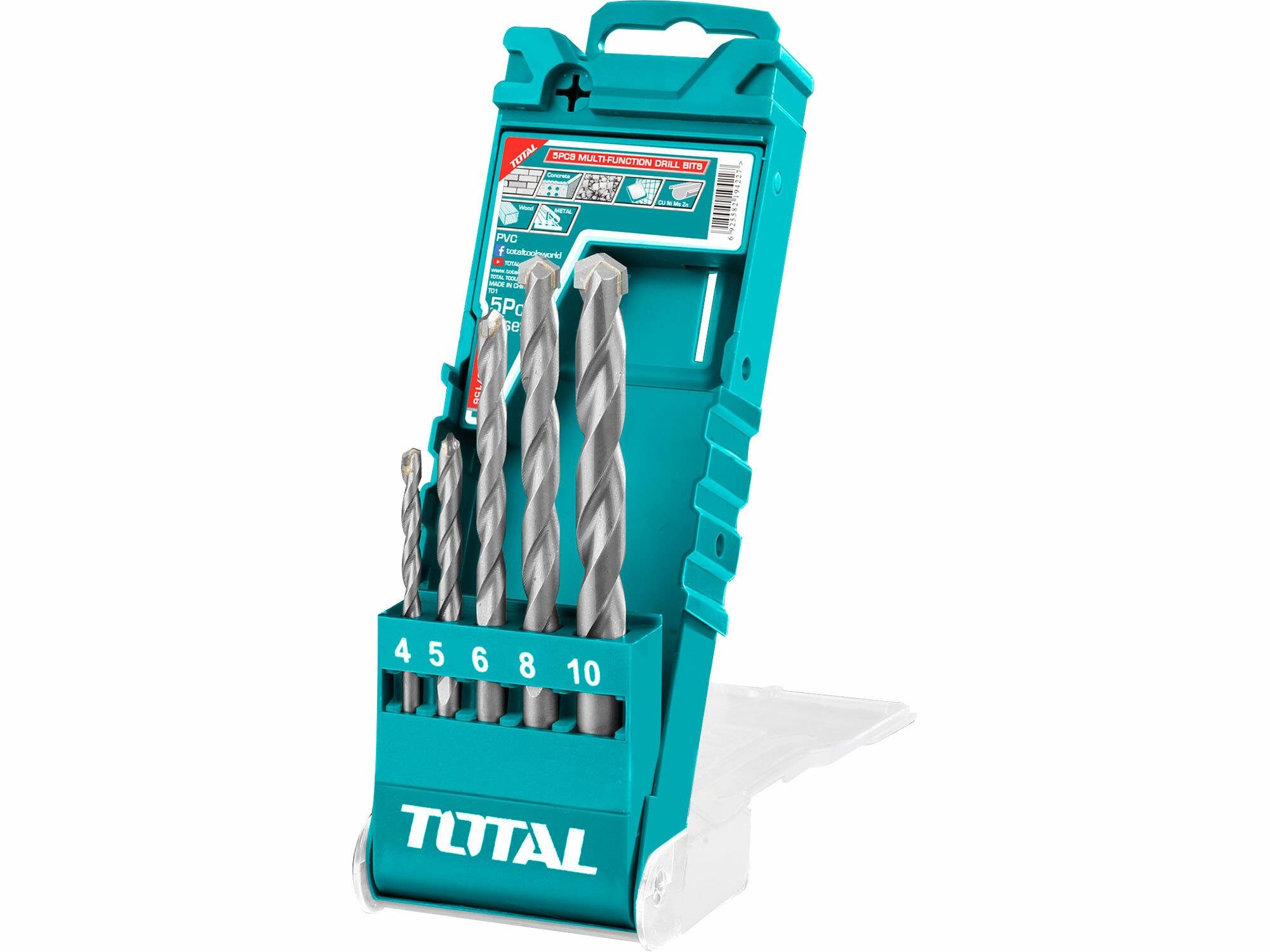 TOTAL-TOOLS Vrtáky, multifunkčná sada, 5 ks