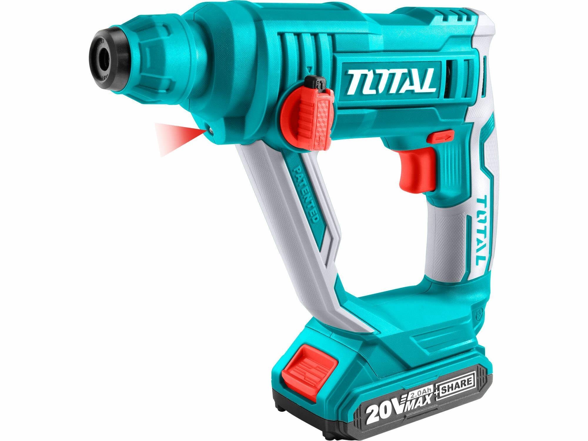 TOTAL-TOOLS Kladivo vŕtacie, 20 V Li-ion, 2000 mAh, SDS plus, 1,5J – bez batérie a nabíjačky