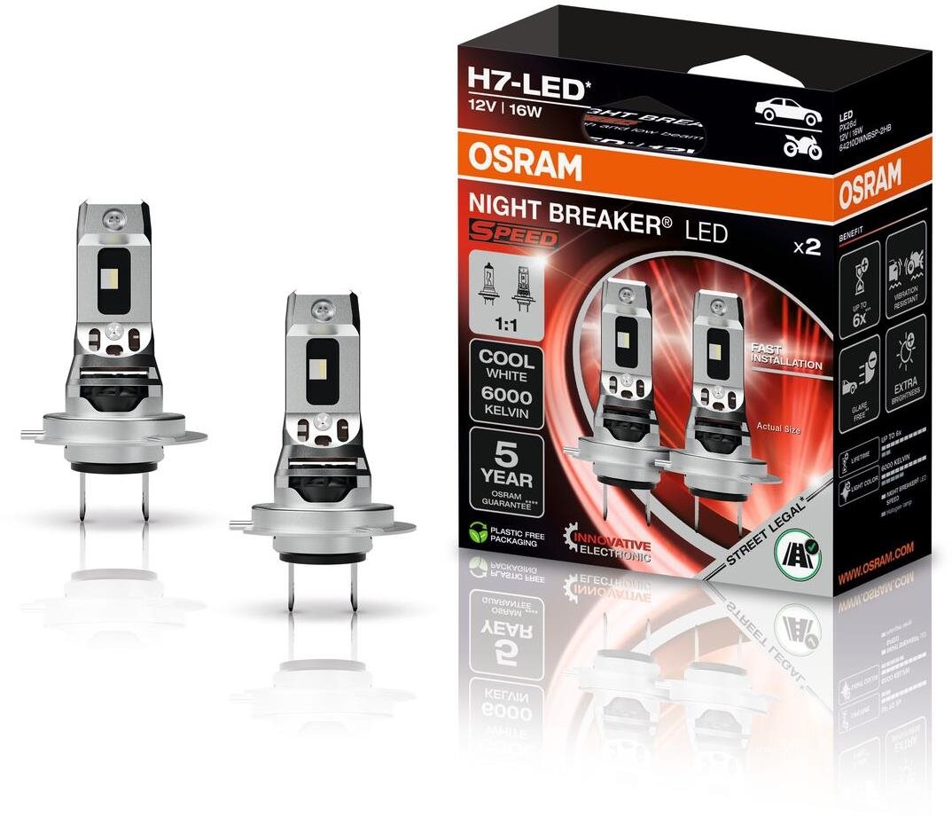 OSRAM NIGHT BREAKER LED SPEED H7 Abarth 500, 595, 695 2007 - 2016