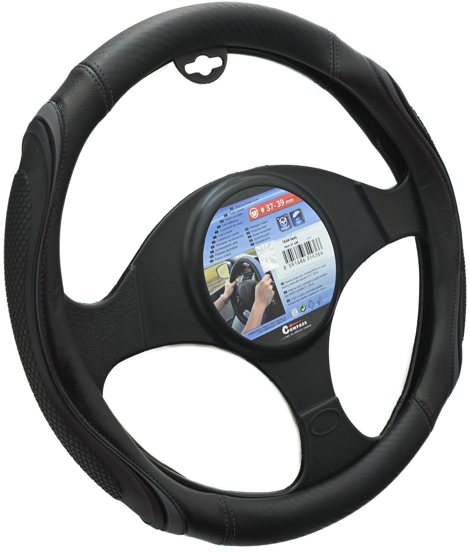 COMPASS TEAR poťah volantu, sivý