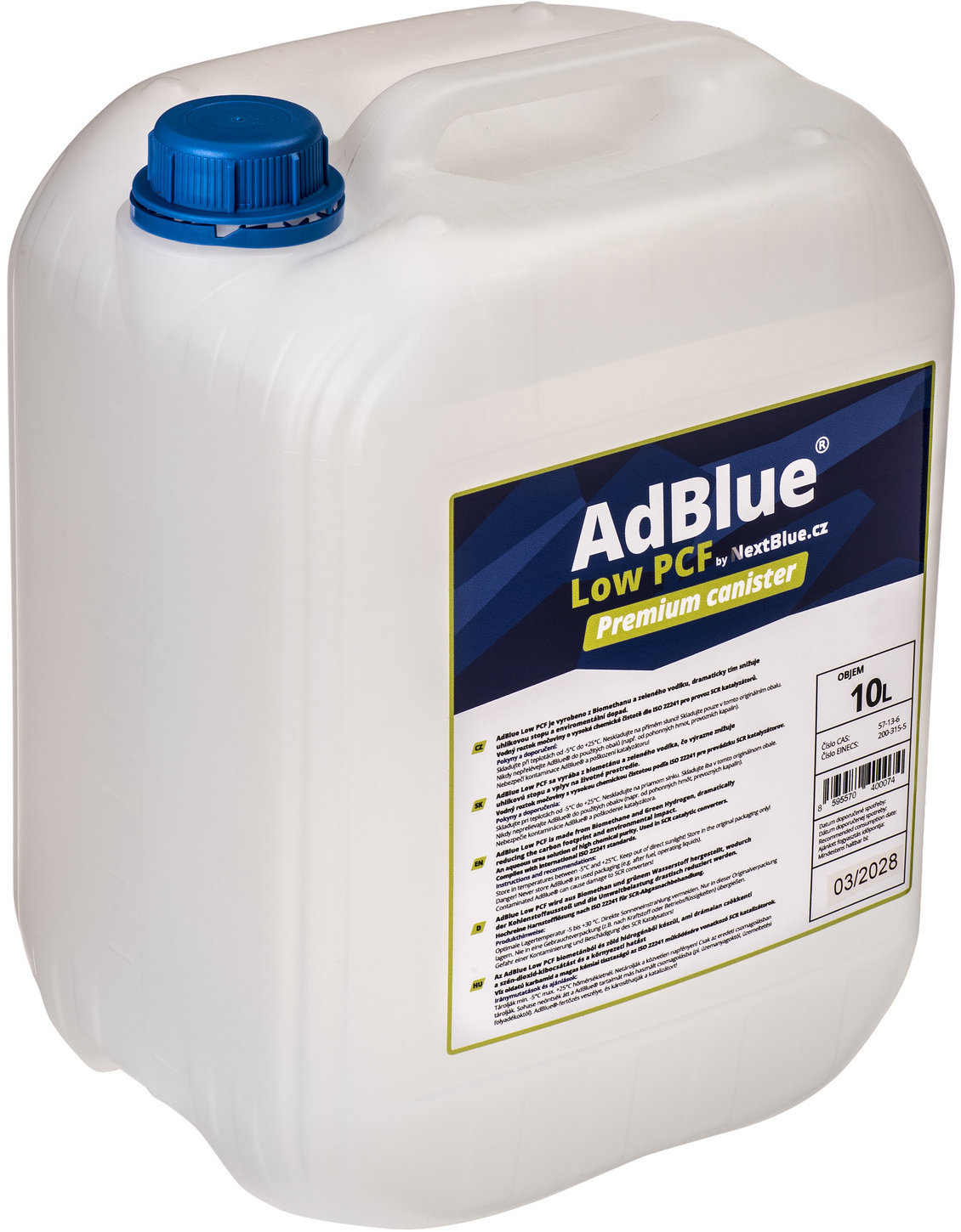 Premium AdBlue LPCF s nízkou uhlíkovou stopou, kanister s nalievacou trubicou, 10 l