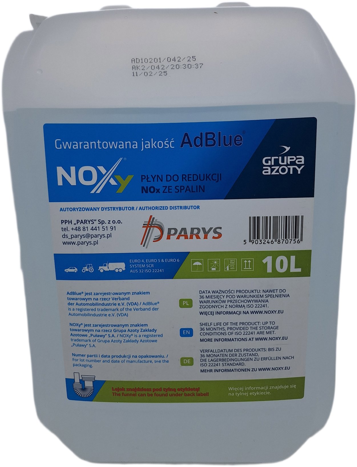 Noxy AdBlue s nalievacou trubicou, 10 l