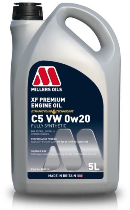 Millers Oils Plne syntetický motorový olej – XF Premium C5 VW 0w20 5 l