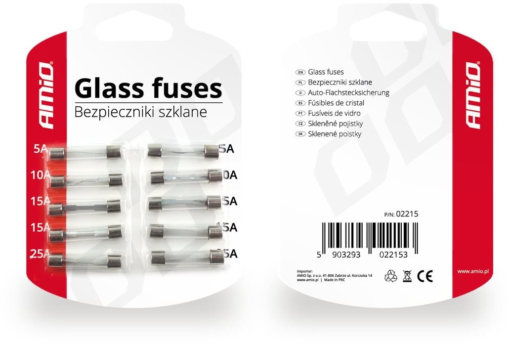 AMIO súprava sklenených poistiek (súprava 10 ks)