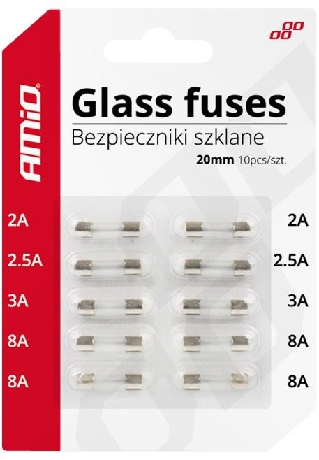 AMIO súprava sklenených poistiek (súprava 10 ks)