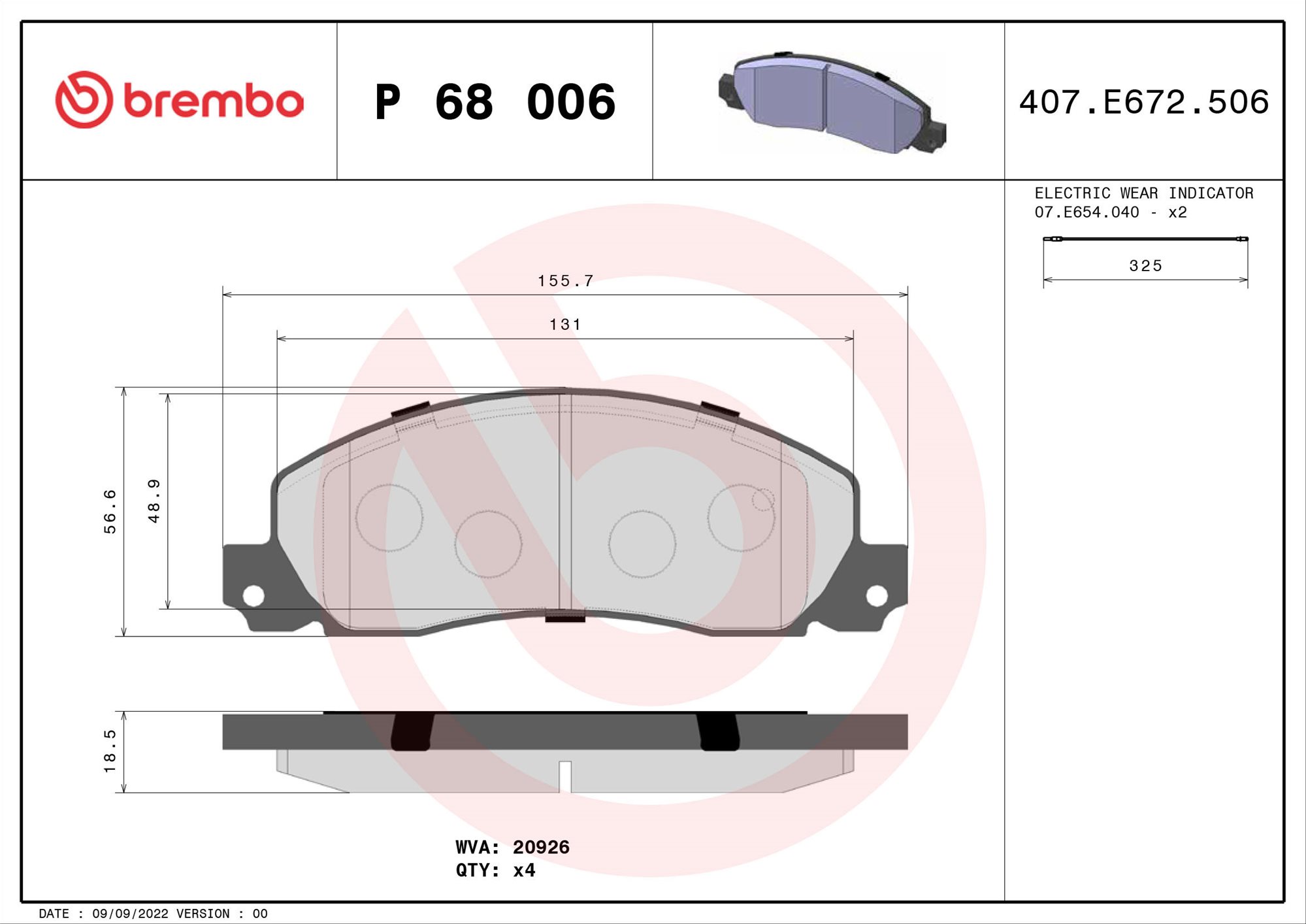 BREMBO Sada brzdových doštičiek P 68 006