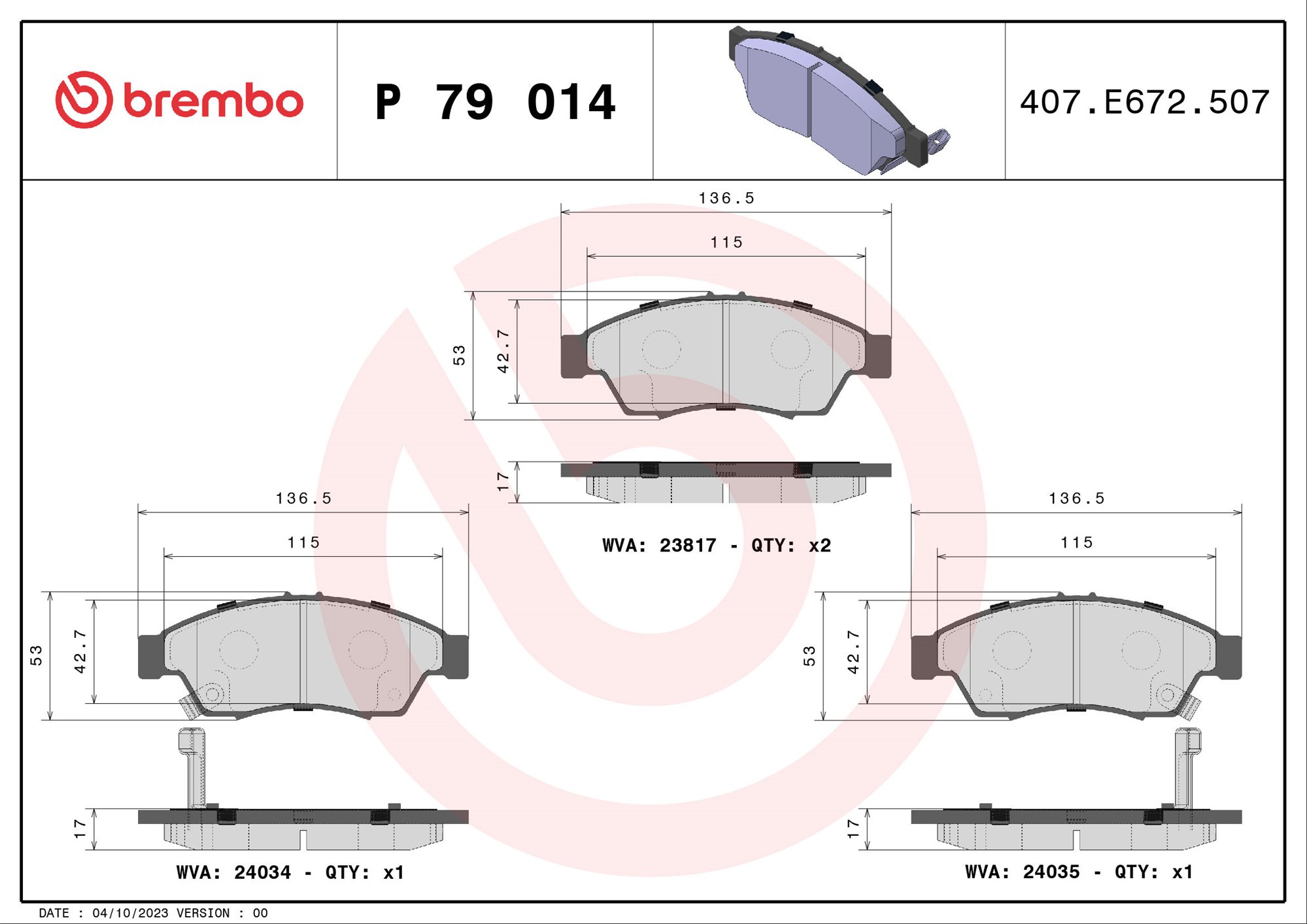 BREMBO Sada brzdových doštičiek P 79 014